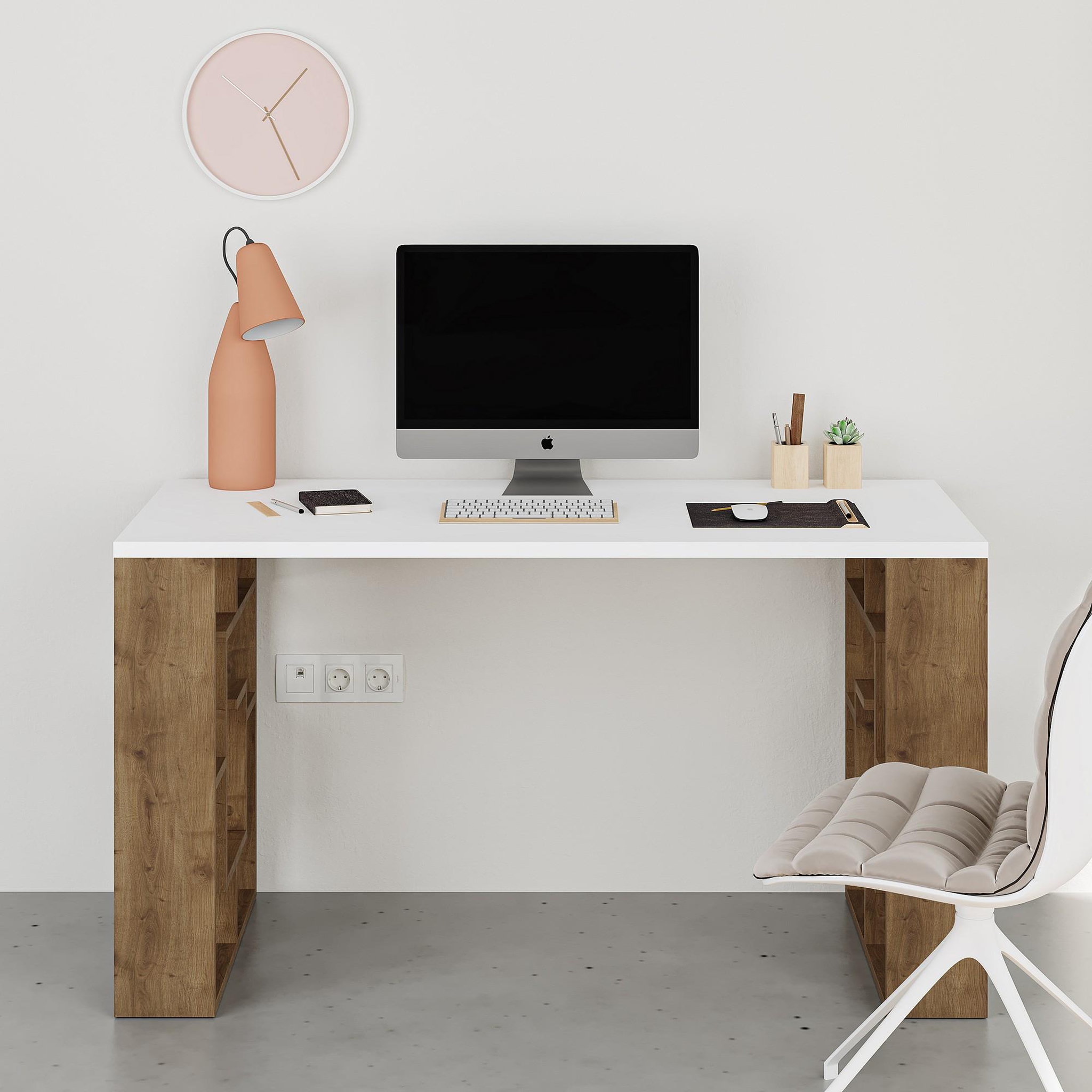 Voir la diapositive 3 : Habitat et Jardin Bureau en bois  maze  140 x 60 x 75 cm - blanc