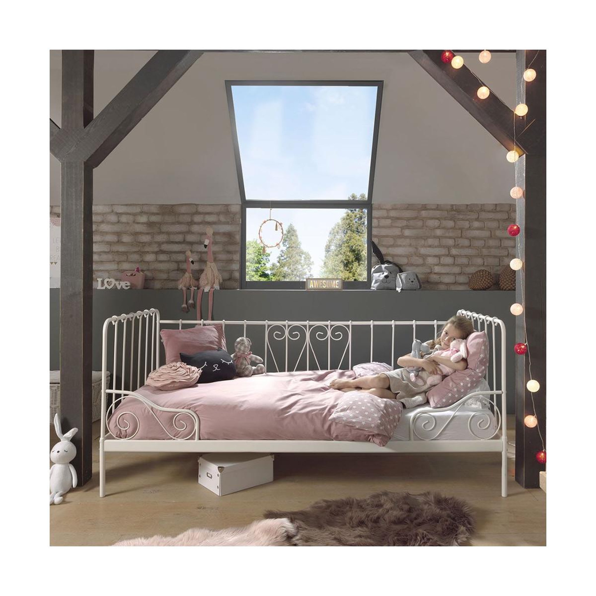 Voir la diapositive 2 : Paris Prix Lit Enfant Banquette  Alice  90x200cm Blanc