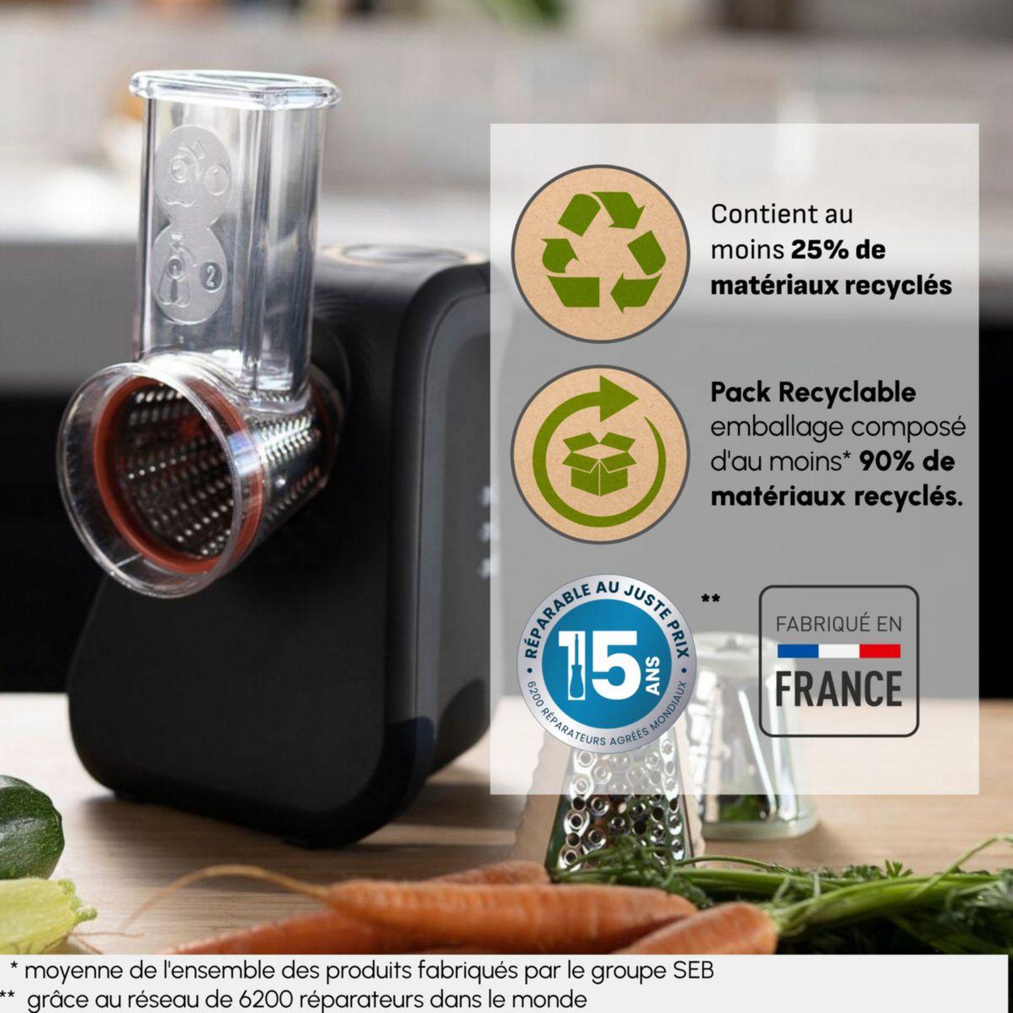 Voir la diapositive 4 : MOULINEX Rapeur trancheur DJ77EN10 FRESH EXPRESS ECO RESPECT