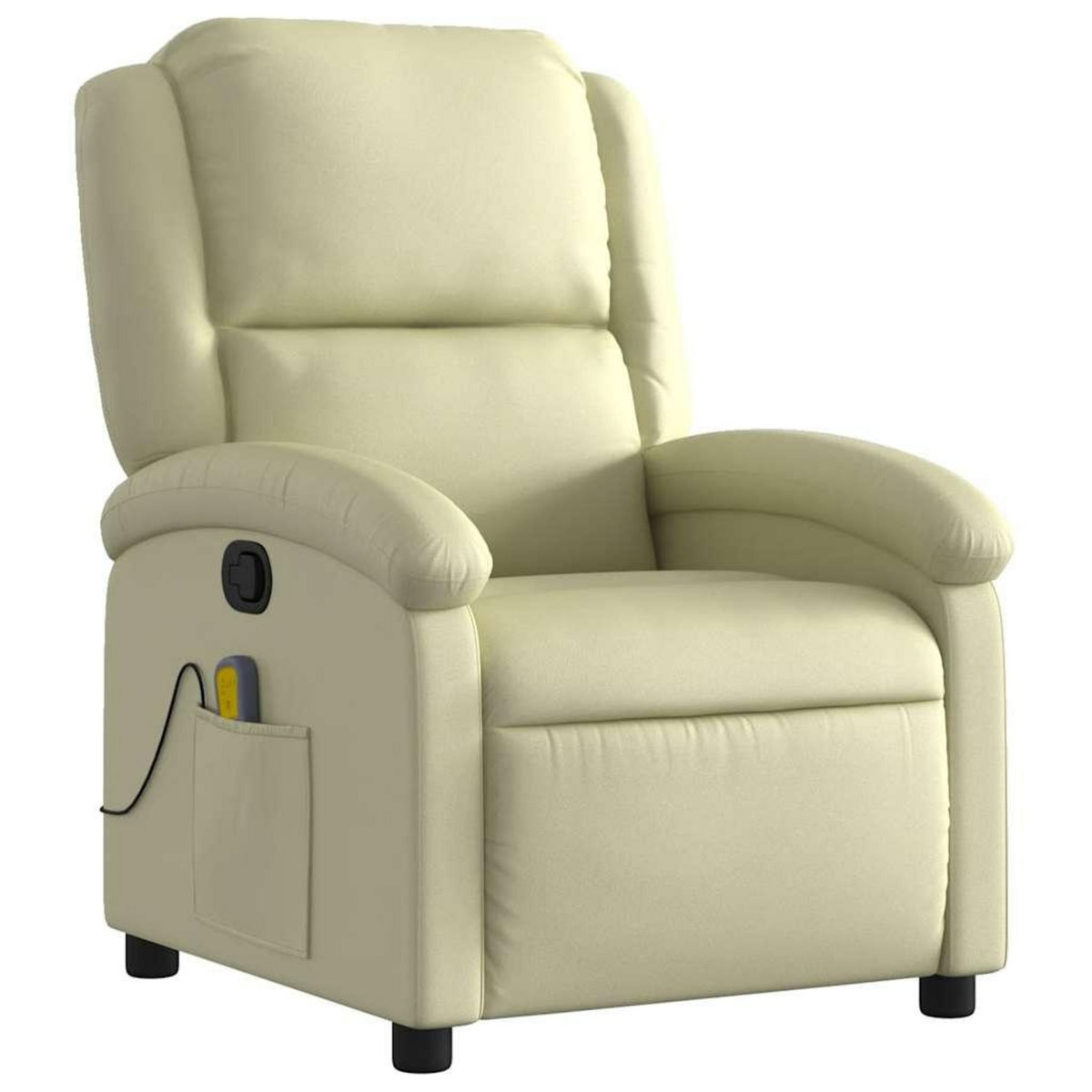 VIDAXL Fauteuil de massage inclinable creme cuir veritable