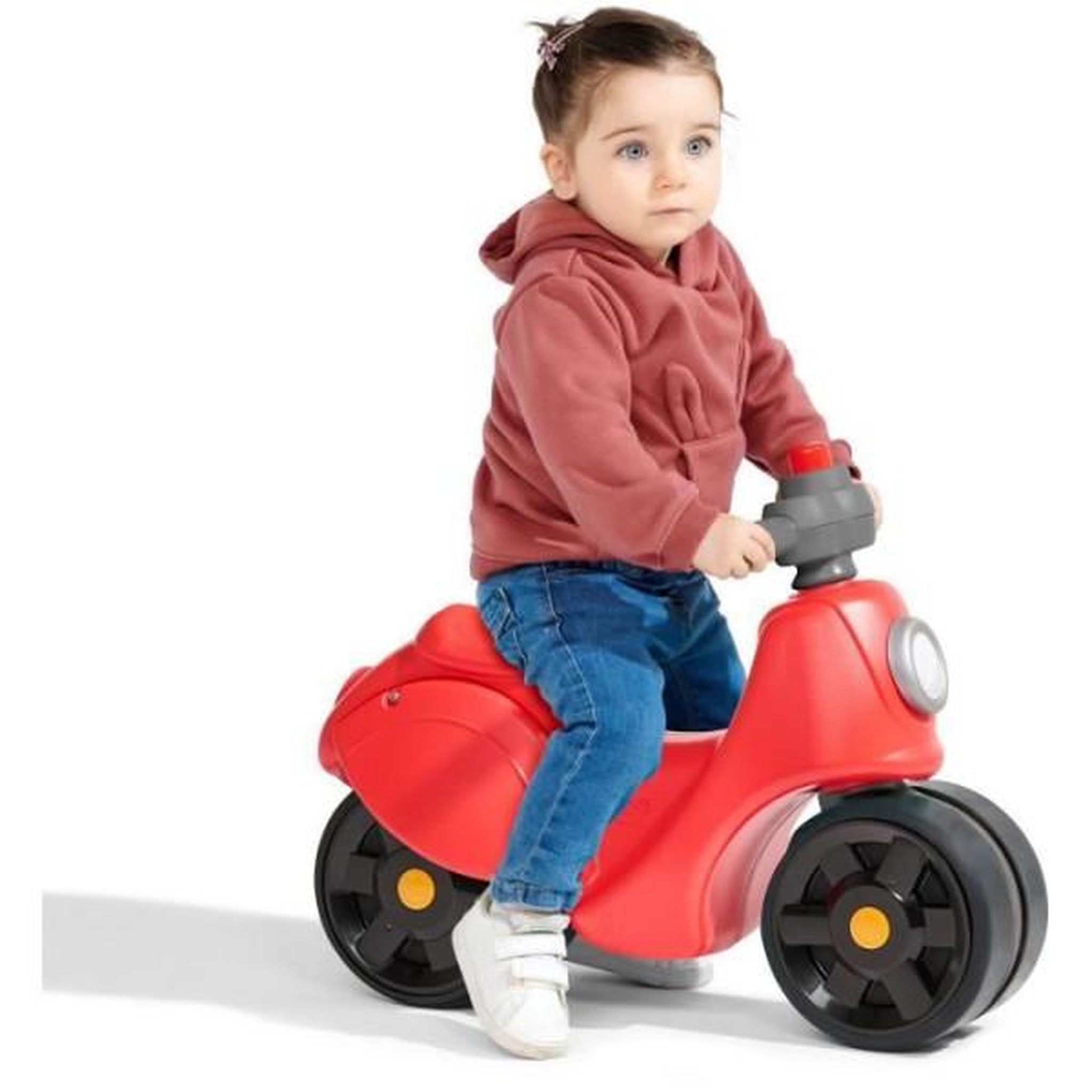 Voir la diapositive 2 : FALK Draisienne Velo Scooter Strada - FALK - Guidon directionnel avec klaxon - Larges roues sécurisantes - Rouge - 100% Fabriqué en France - Des 12