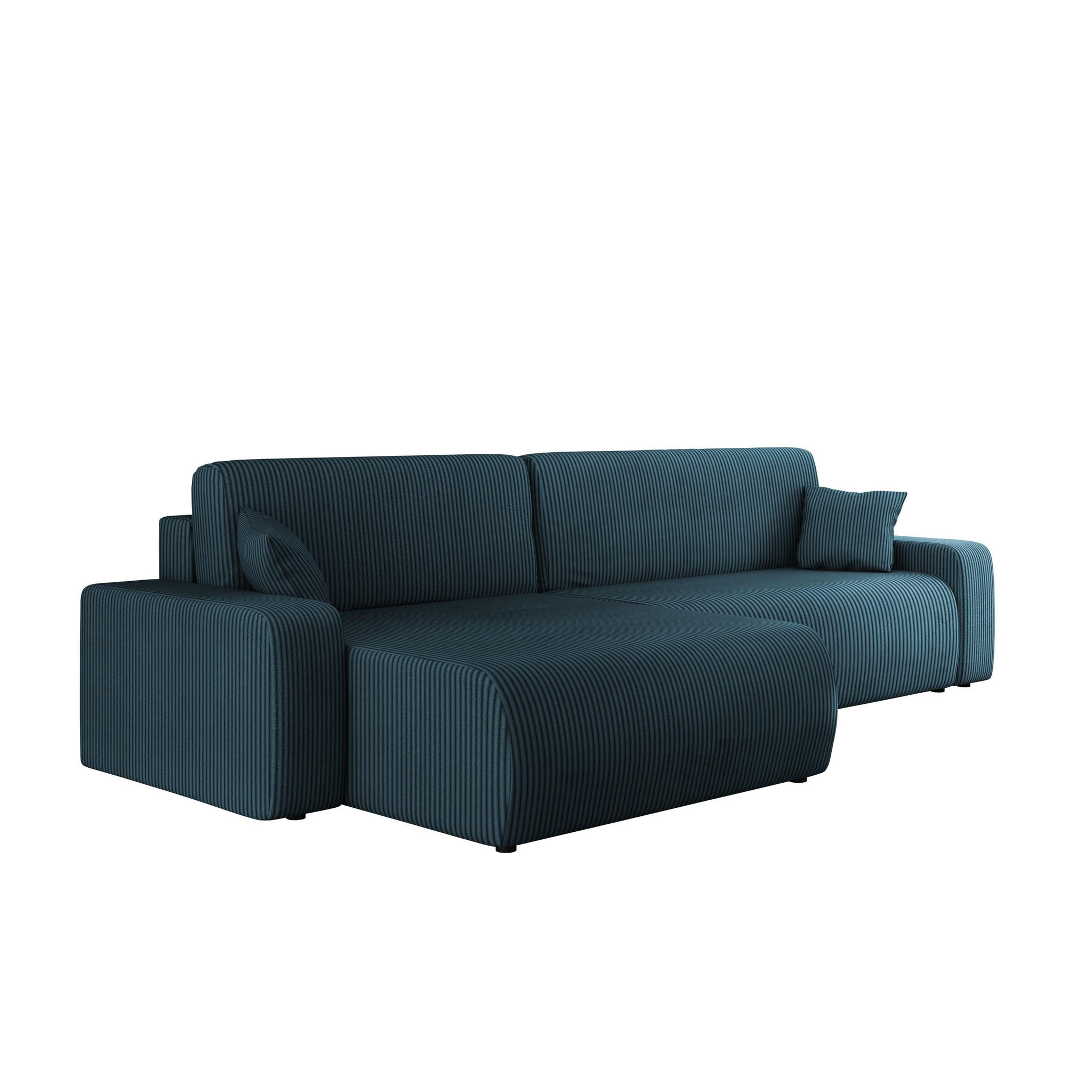 Voir la diapositive 5 : BEST MOBILIER Artemisa - canapé d'angle réversible 5 places convertible avec coffre en velours côtelé