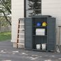 Voir la diapositive 2 : OUTSUNNY Armoire de jardin abri jardin remise pour outils sur pied 2 étagères portes persiennes toit bitumé étanche bois sapin pré-huilé gris