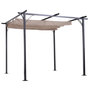 Voir la diapositive 5 : OUTSUNNY Pergola rétractable 3L x 3l x 2,30H m structure métal époxy anticorrosion noire + toile polyester haute densité 180 g/m² incluse beige