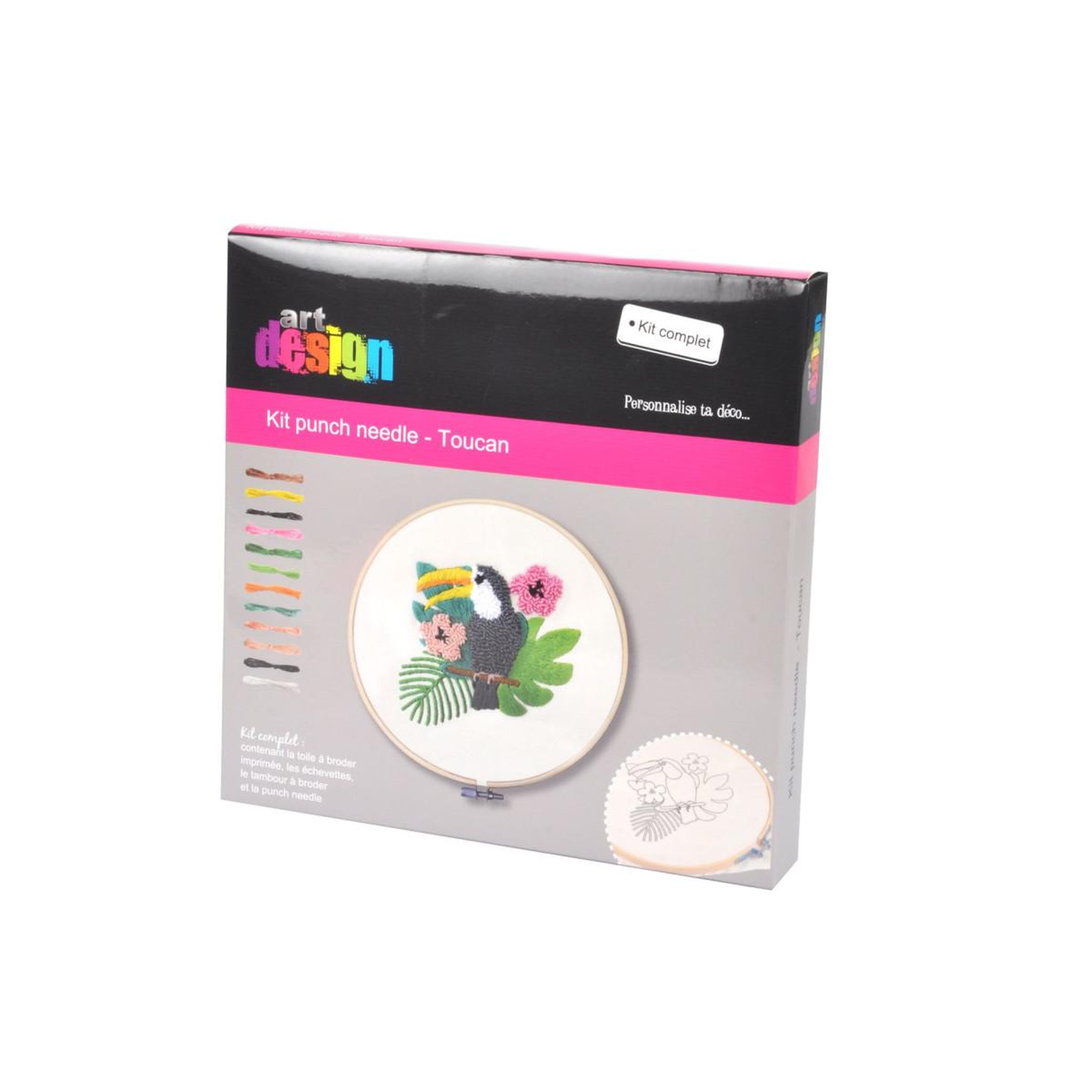 Voir la diapositive 3 : HOMEA Kit Complet Punch Needle  Toucan  21cm Blanc