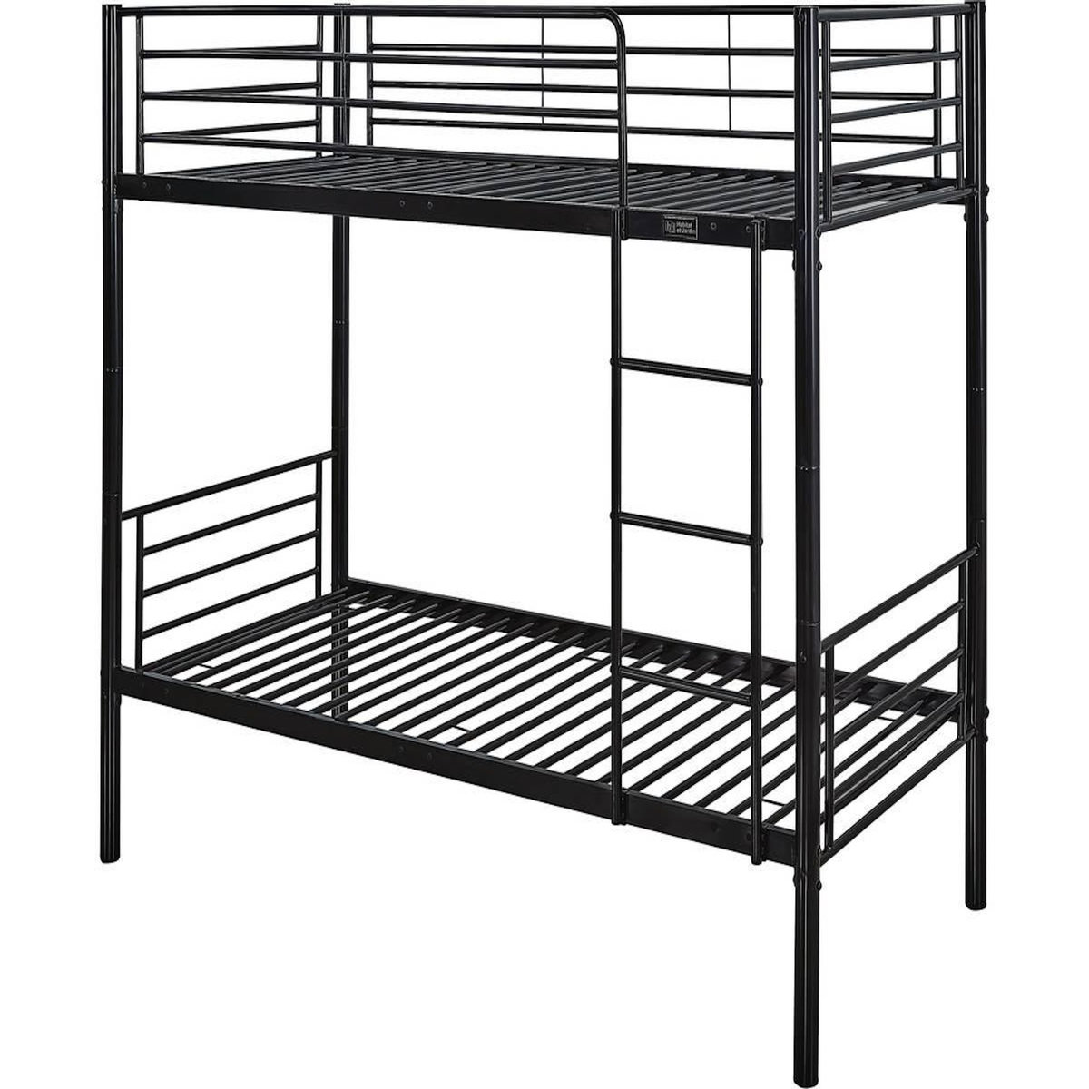 Habitat et Jardin Lit superposé  ADAM  -  90 x 190 cm - Métal - Noir