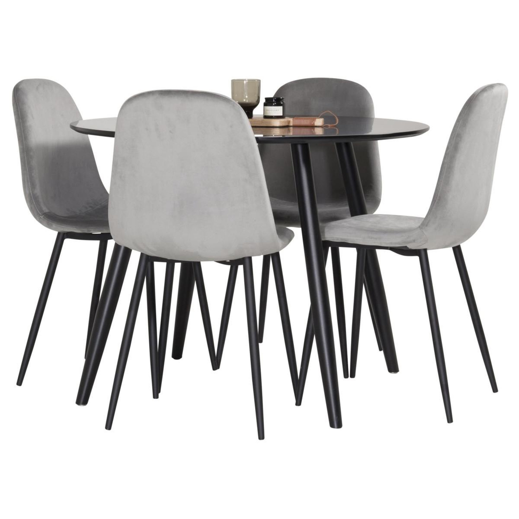 Voir la diapositive 2 : Paris Prix Ensemble table à manger & 4 chaises  plaza & polar i  100cm noir & gris