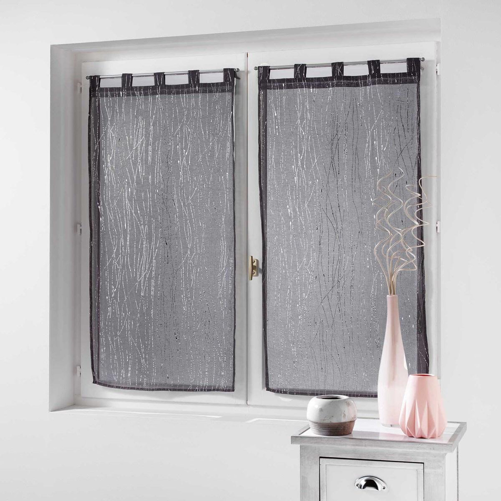 Voir la diapositive 1 : Douceur d'Intérieur Paire de voilages  filiane  60x160cm anthracite