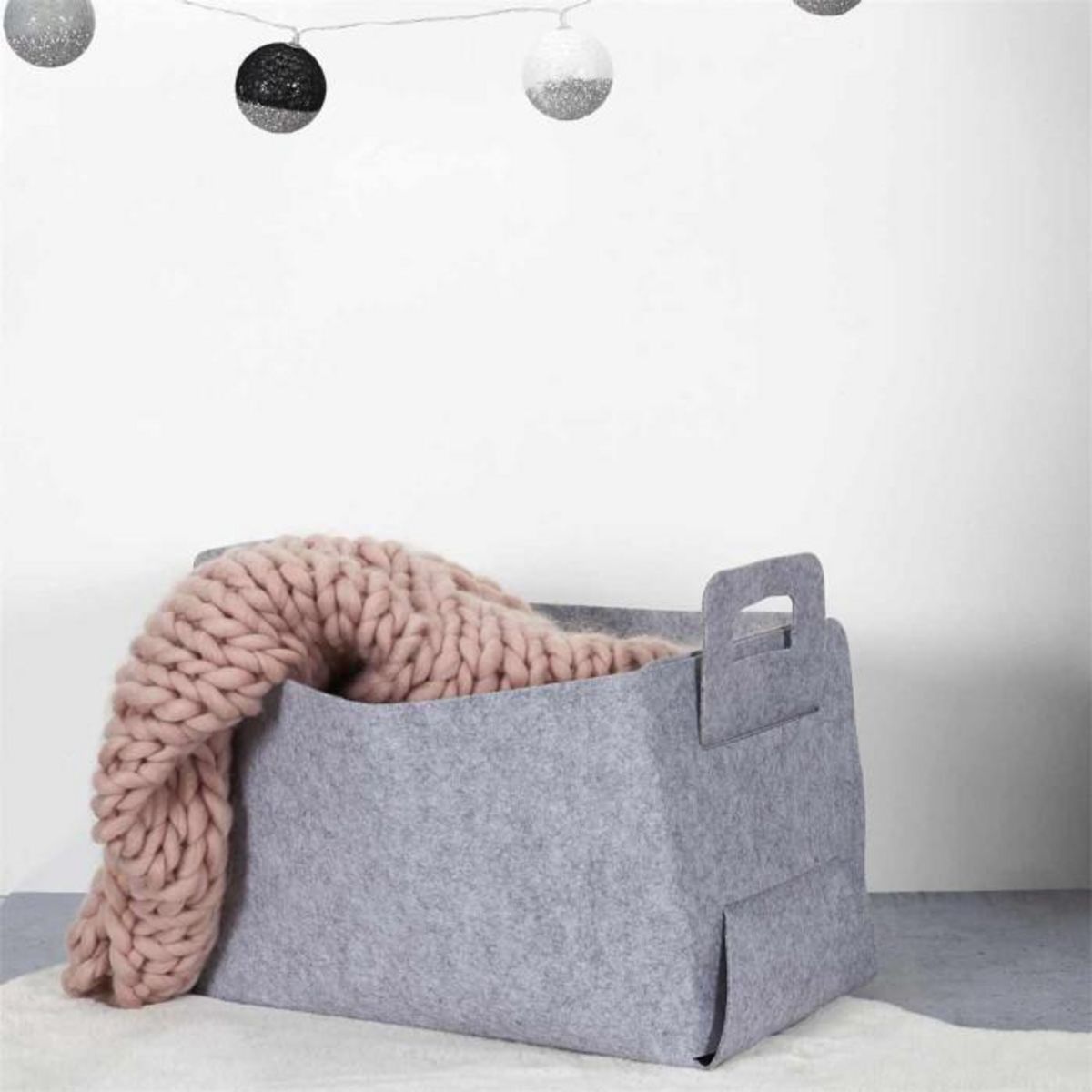 Paris Prix Panier de Rangement  Feutre Pliable  50cm Gris