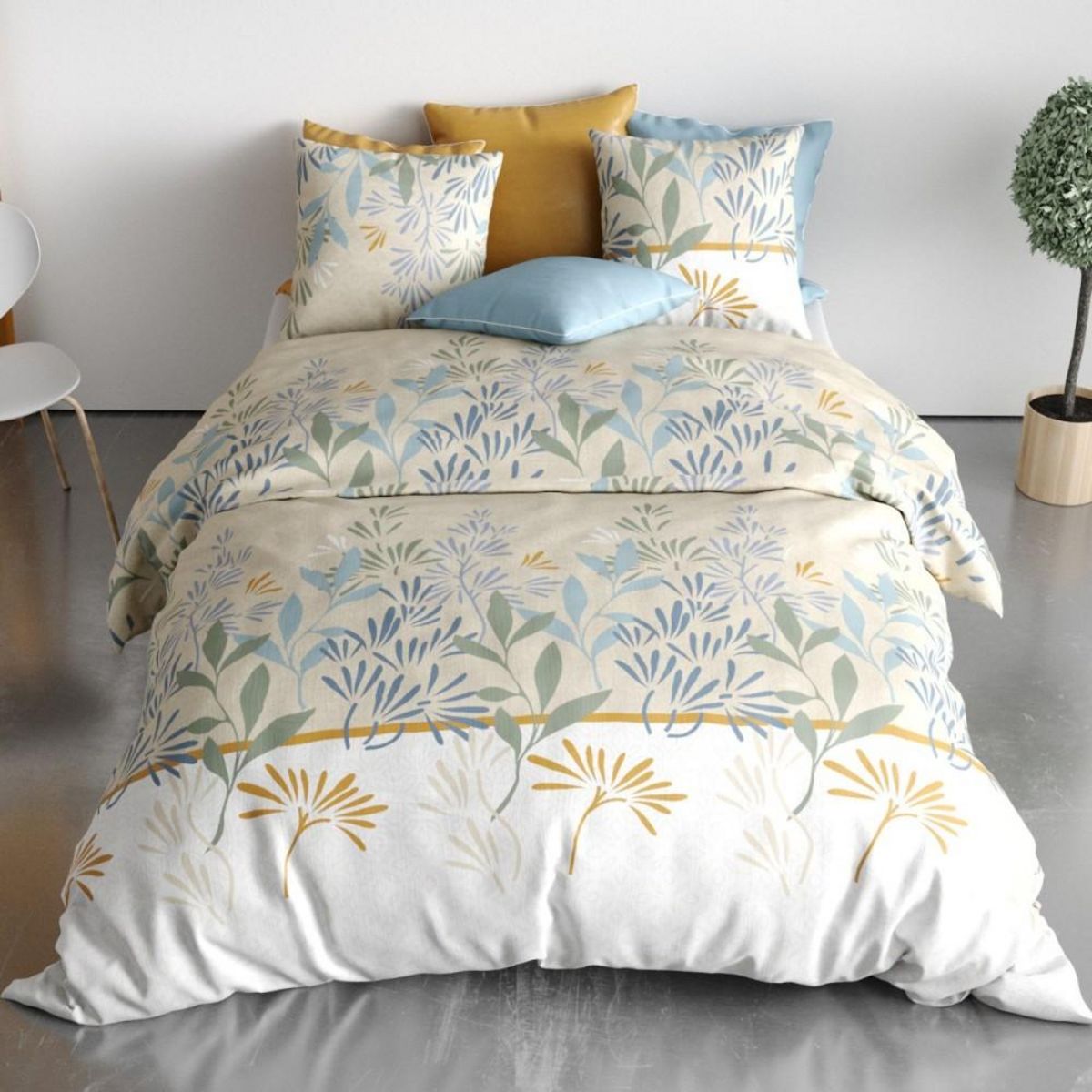 ATELIER DU COTON Housse de couette 240x220 AGIL + 2 taies coton 57 fils