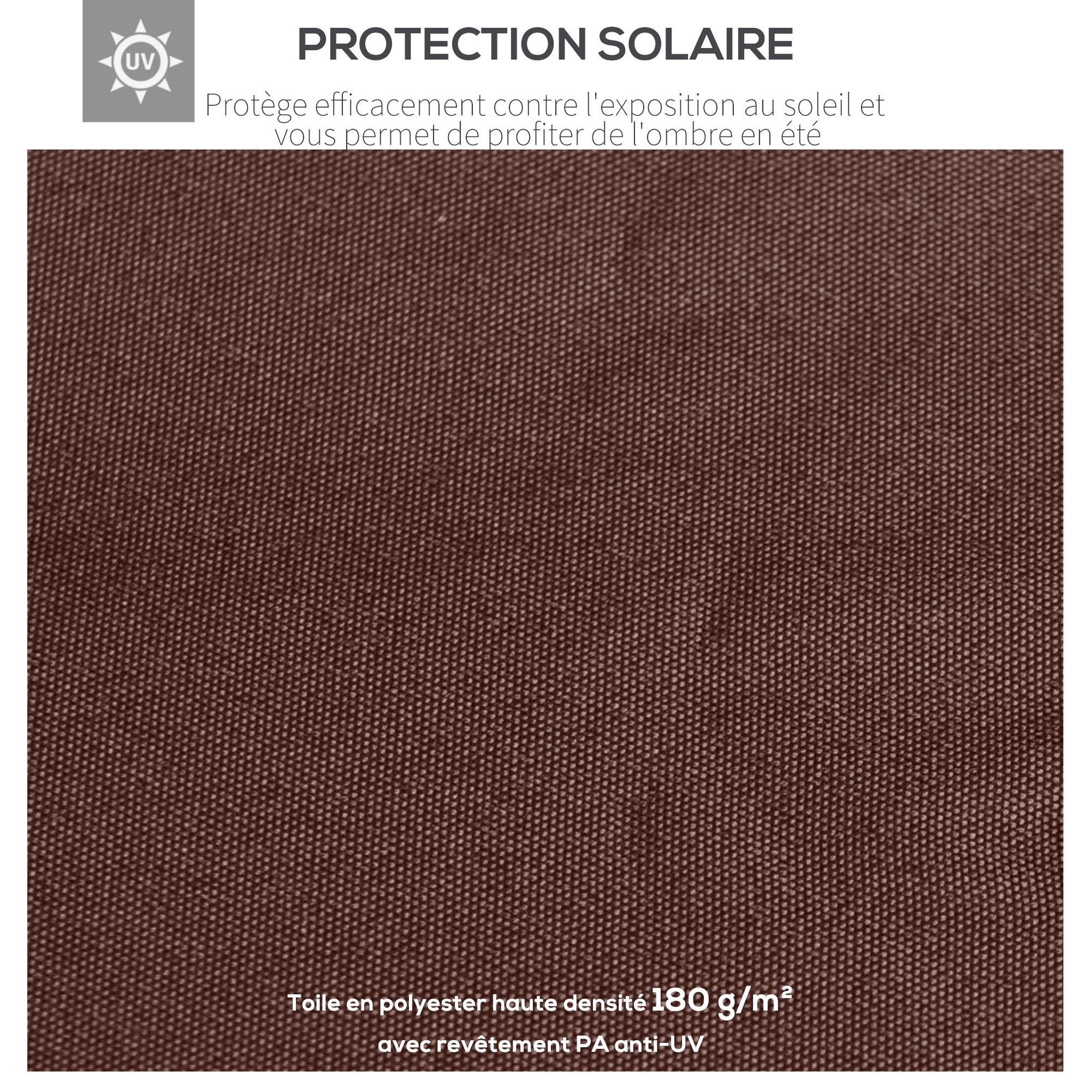 Voir la diapositive 4 : OUTSUNNY Toile de rechange pour pavillon tonnelle tente 3 x 3 m polyester haute densité 180 g/m² revêtement PA anti-UV chocolat