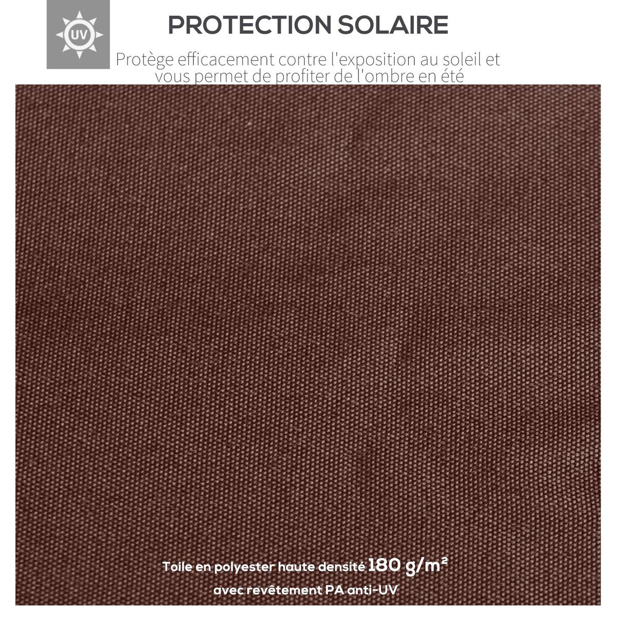OUTSUNNY Toile de rechange pour pavillon tonnelle tente 3 x 3 m polyester haute densité 180 g/m² revêtement PA anti-UV chocolat