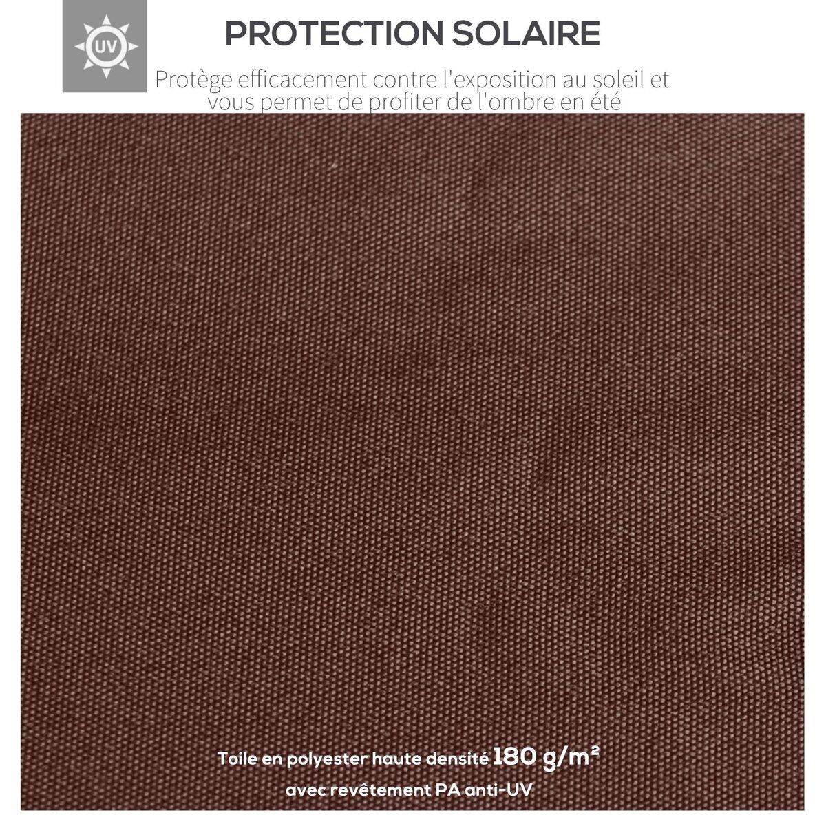 OUTSUNNY Toile de rechange pour pavillon tonnelle tente 3 x 3 m polyester haute densité 180 g/m² revêtement PA anti-UV chocolat