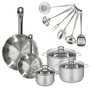 Voir la diapositive 1 : Fackelmann Set 2 poêles 20 et 28 cm en inox, 3 faitouts inox 16, 20 et 24 cm et 6 ustensiles inox Fackelmann Eterna