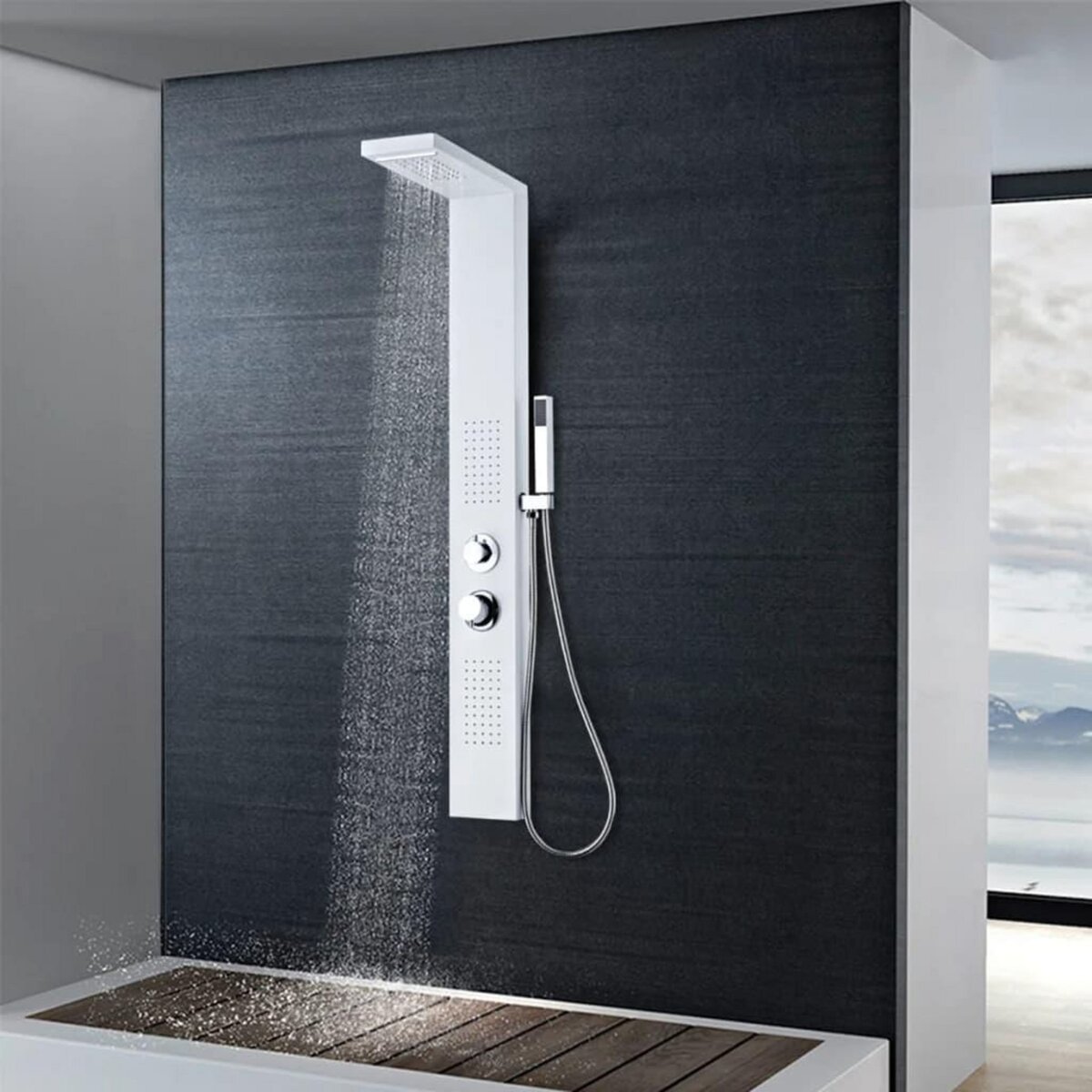 VIDAXL Systeme de panneau de douche Aluminium Mat Blanc pas cher 