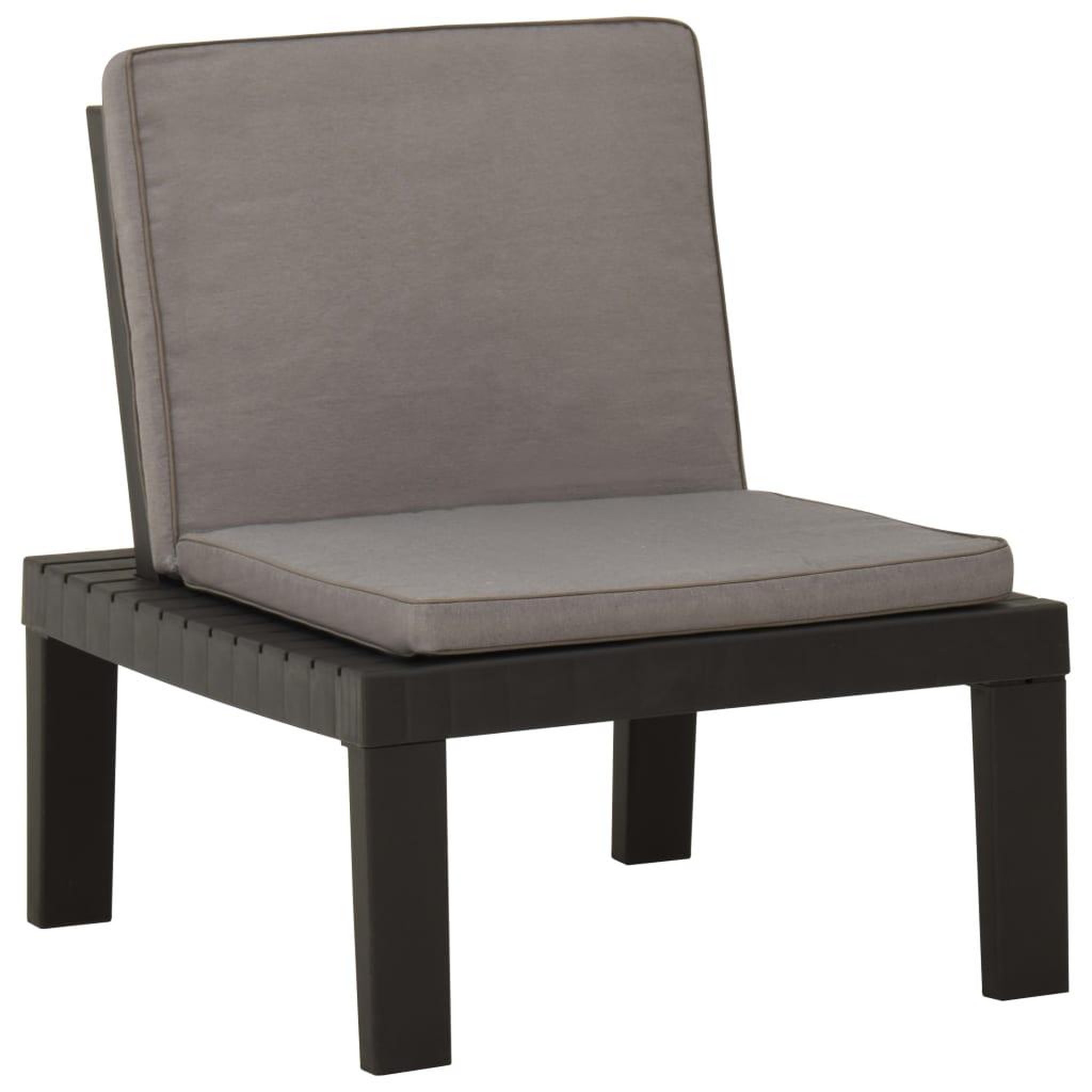 Voir la diapositive 1 : VIDAXL Chaise de salon de jardin avec coussin Plastique Gris