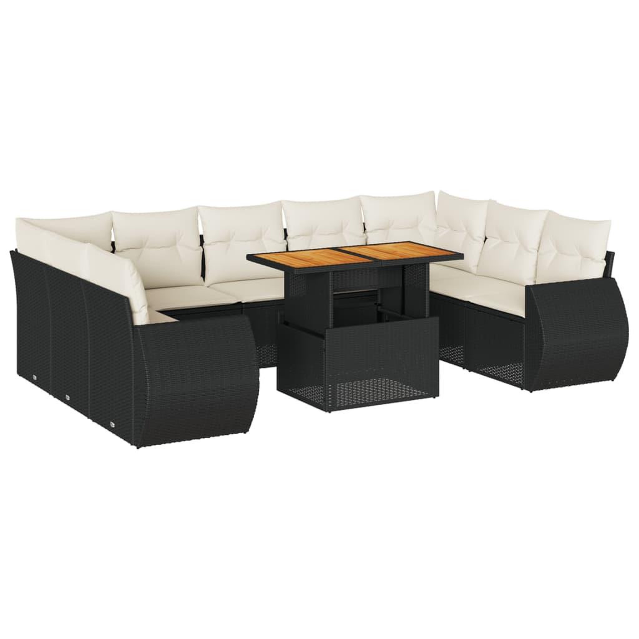Voir la diapositive 2 : VIDAXL Salon de jardin 10 pcs avec coussins noir resine tressee