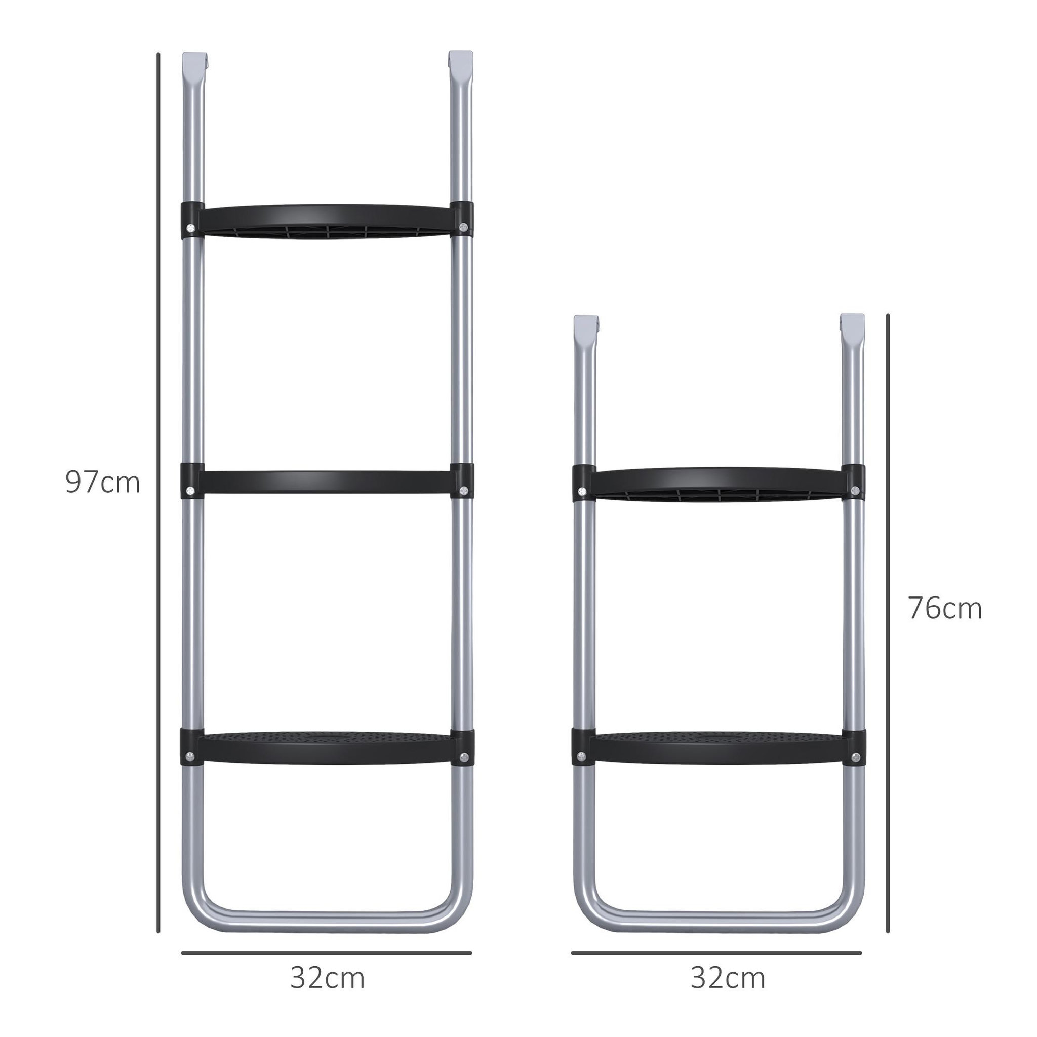 Voir la diapositive 3 : HOMCOM Échelle de trampoline 3 ou 2 échelons 120 Kg max.