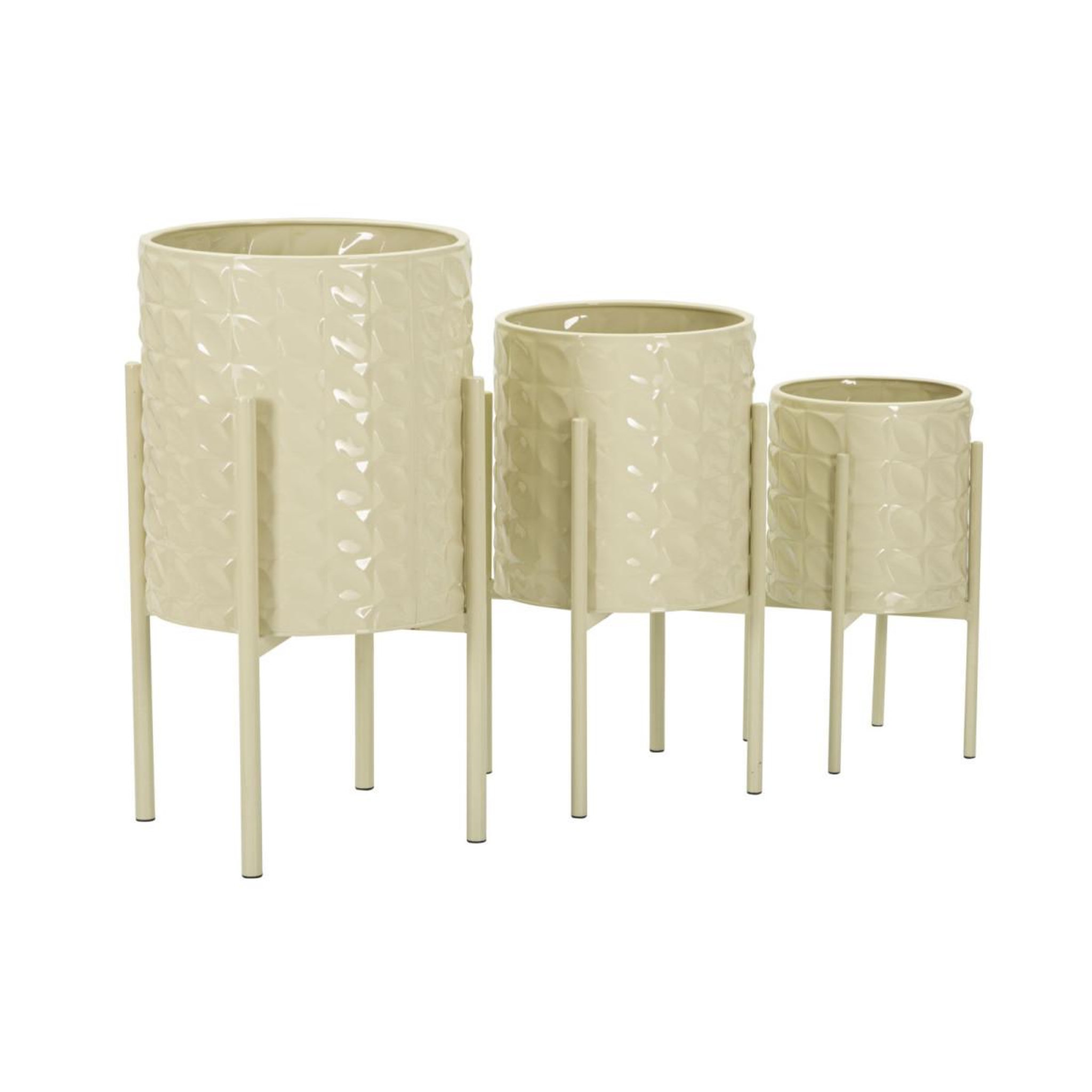 Voir la diapositive 2 : Paris Prix Lot de 3 cache-pots sur pied  betsy  56cm crème