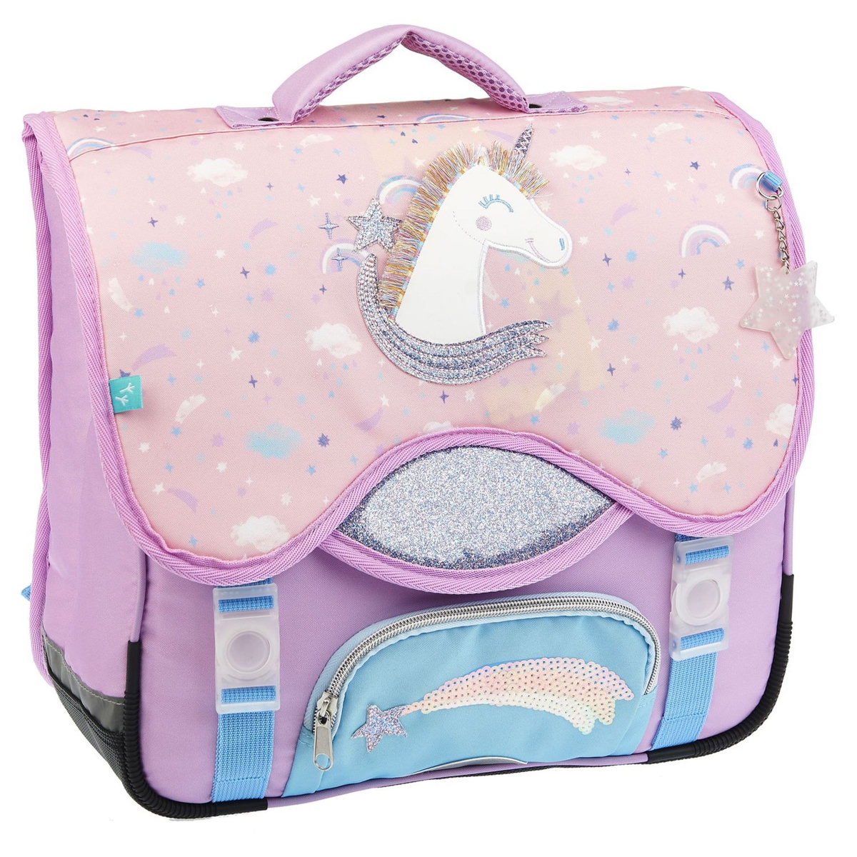 AUCHAN Cartable 36 cm rose LICORNE