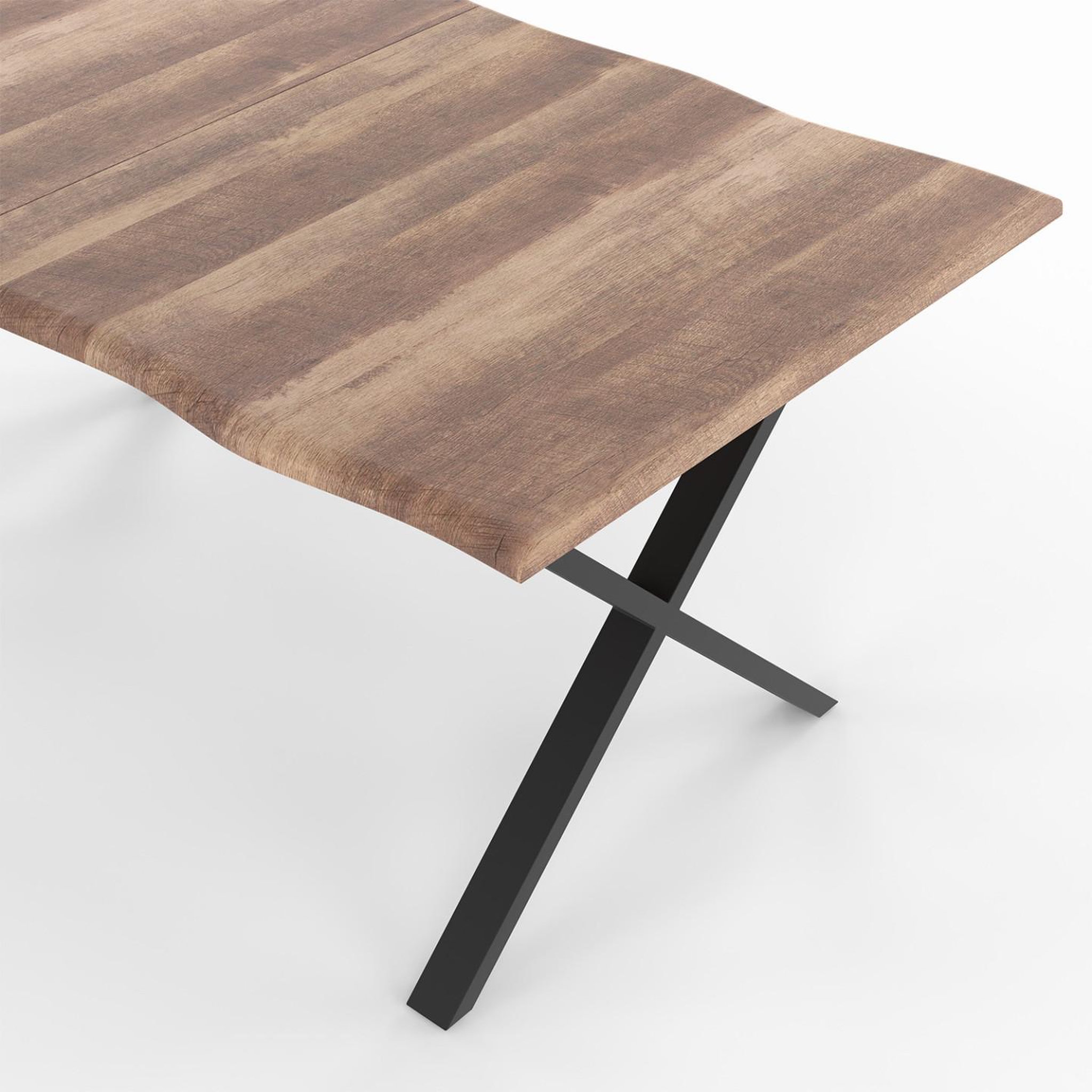 Voir la diapositive 6 : ID MARKET Table à manger rectangle dakota 6 personnes pieds forme en x design industriel 160 cm