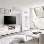 KASALINEA Grand meuble TV blanc laqué design NERINA-L 181 x P 42 x H 57 cm- Blanc