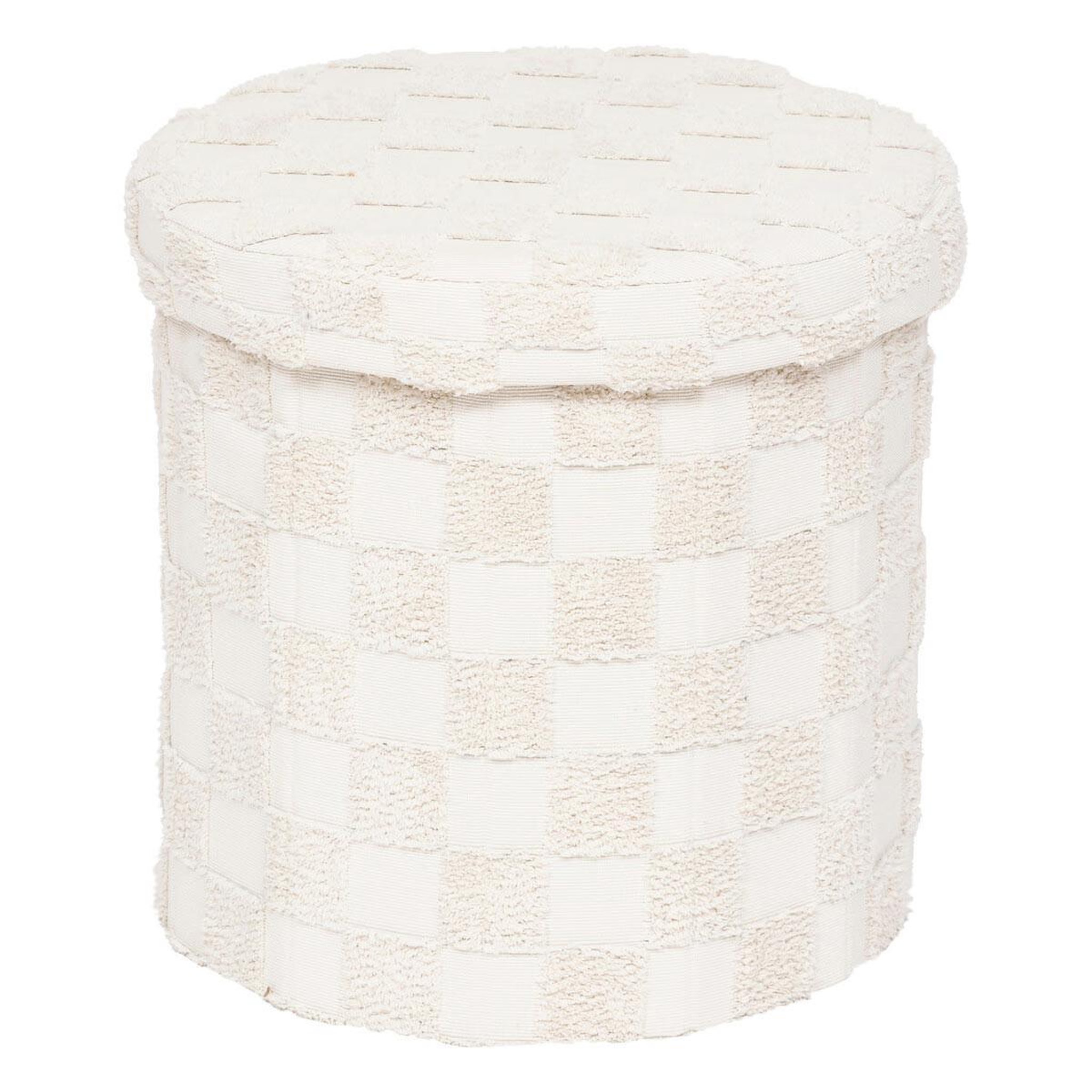 ATMOSPHERA Pouf coffre tufté  pasti  38cm blanc