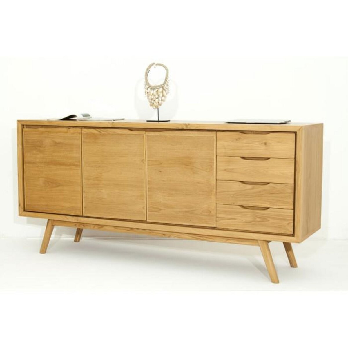 Paris Prix Buffet 3 Portes & 4 Tiroirs  Fiftees  180cm Naturel
