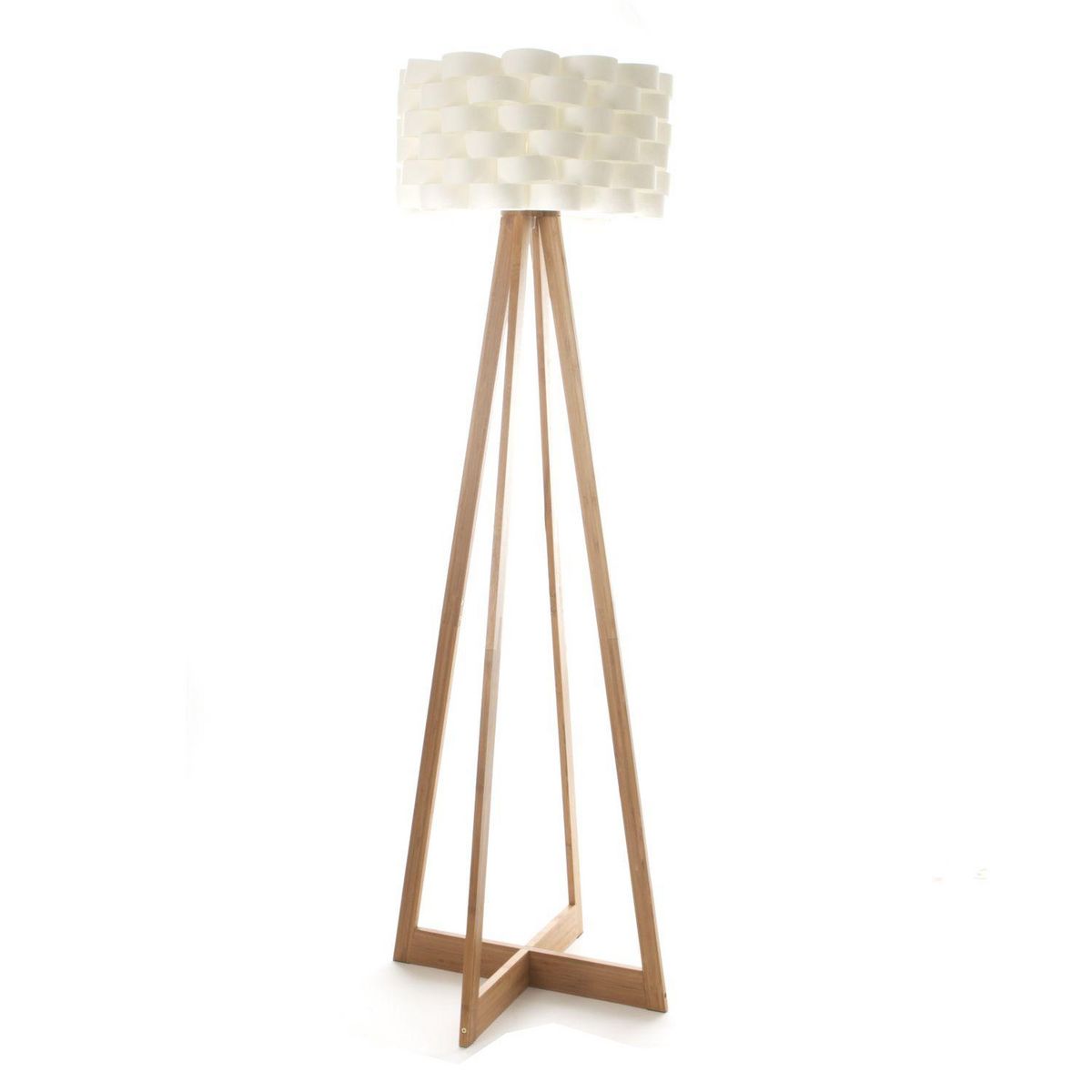 ATMOSPHERA Lampadaire bambou Moki - Hauteur 150 cm - Blanc
