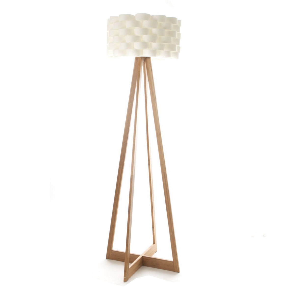ATMOSPHERA Lampadaire bambou Moki - Hauteur 150 cm - Blanc