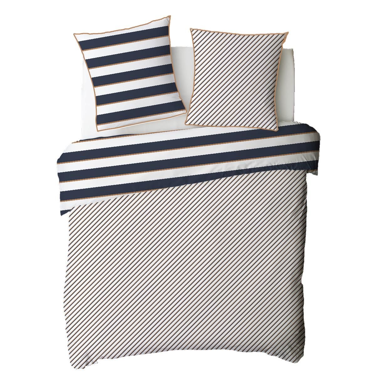 FUTURE HOME Parure de lit 2 personnes à rayures réversible