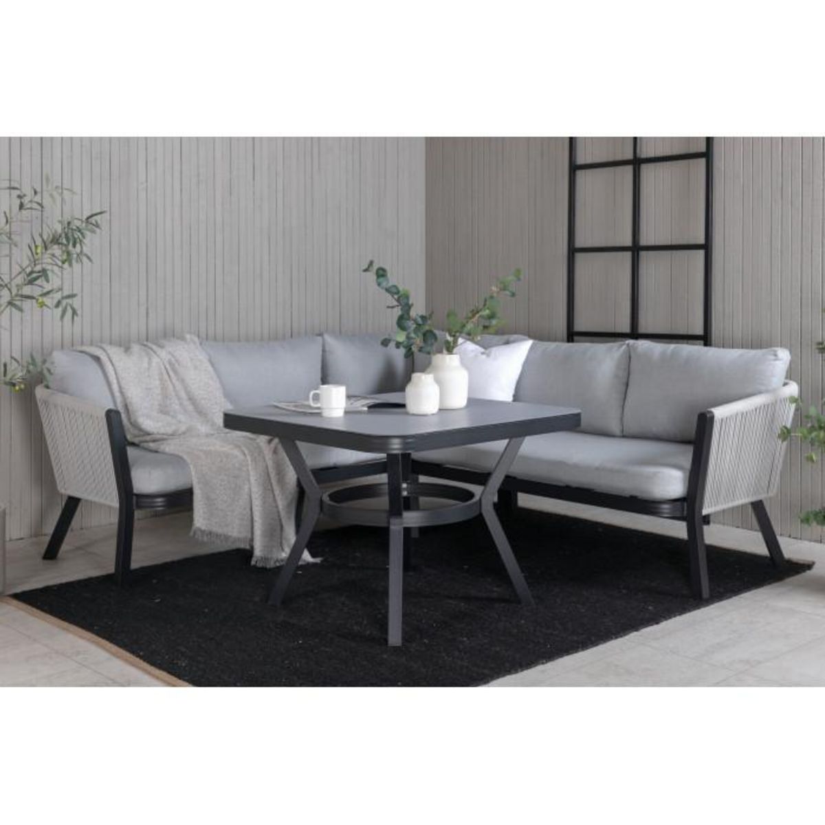 Paris Prix Salon d'Angle de Jardin  Virya  206cm Noir & Gris