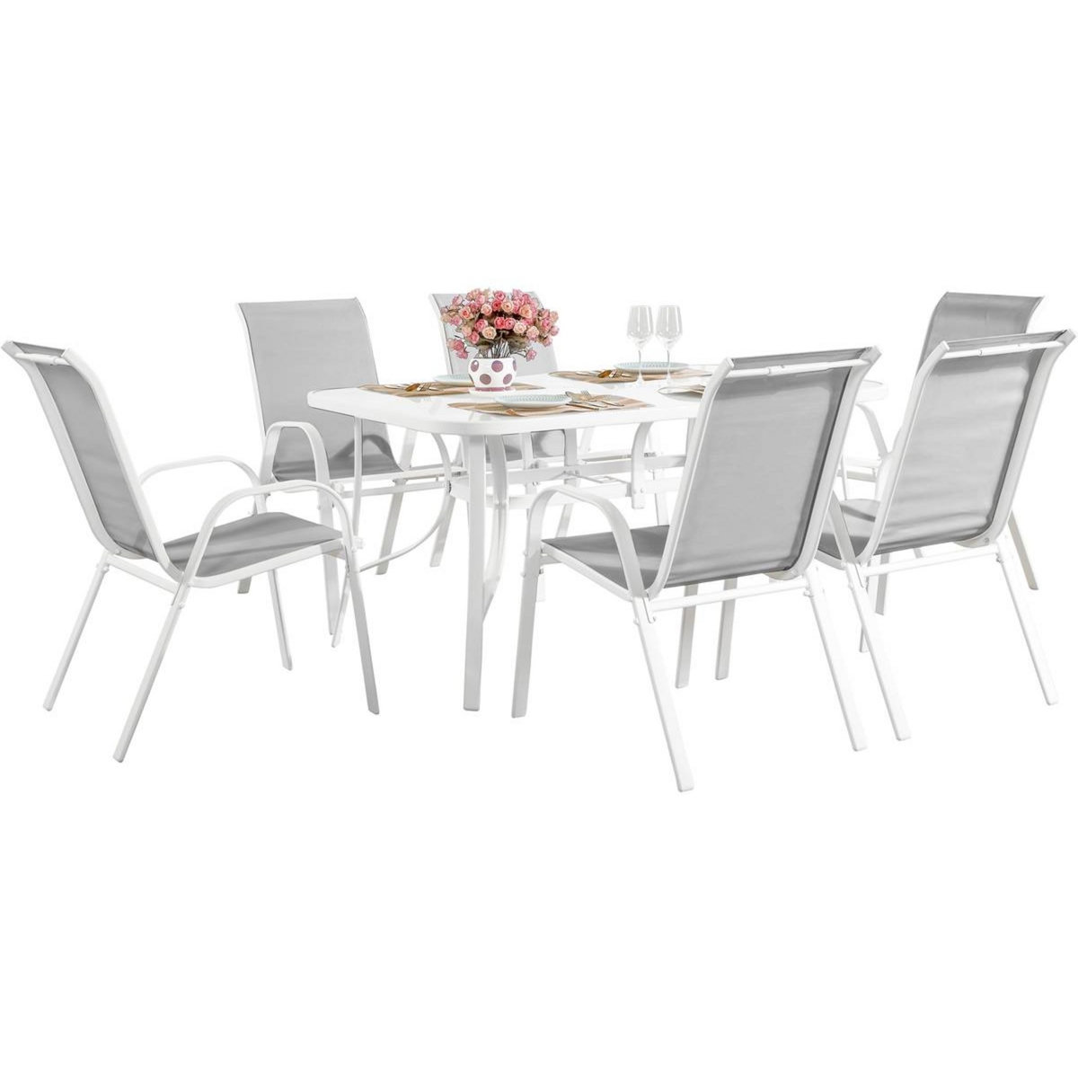 Habitat et Jardin Salon de jardin en textilène  Cordoba  - Phoenix - 6  places - Gris