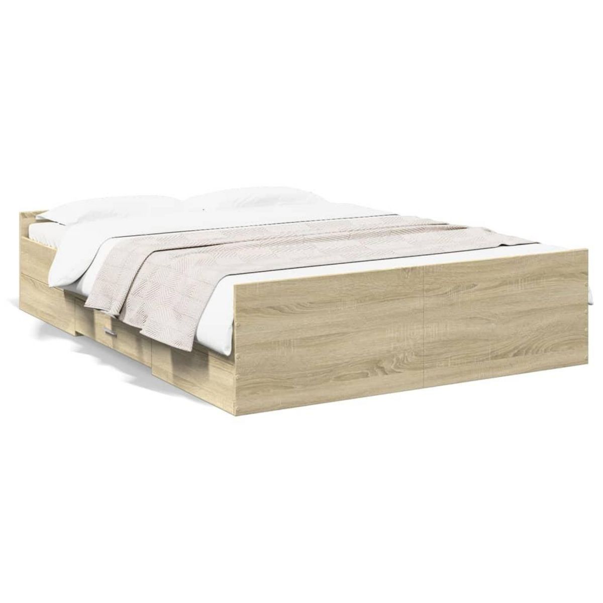 VIDAXL Cadre de lit avec tiroirs sans matelas chene sonoma 140x190 cm