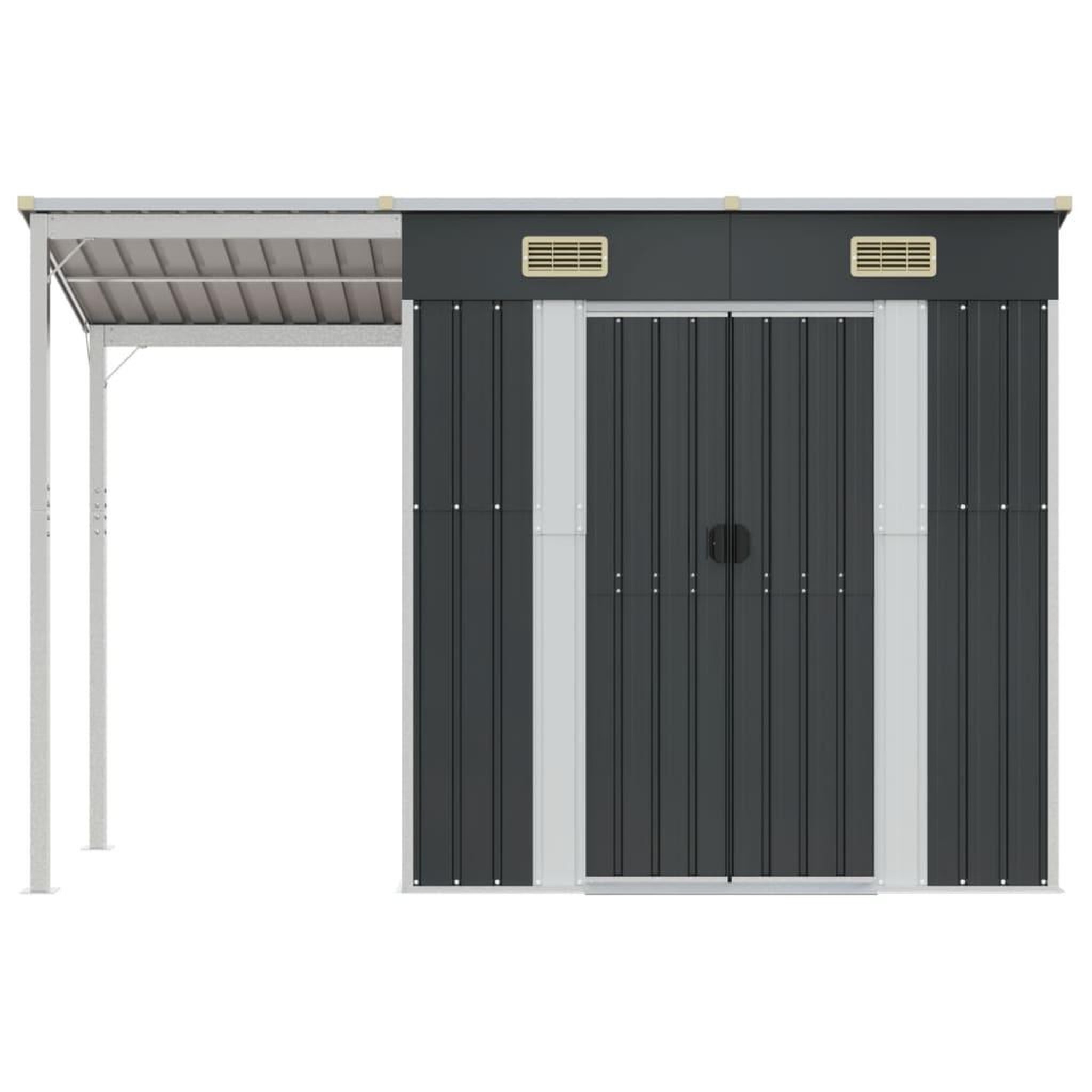 Voir la diapositive 3 : VIDAXL Abri de jardin avec toit prolonge anthracite 277x110,5x181 cm