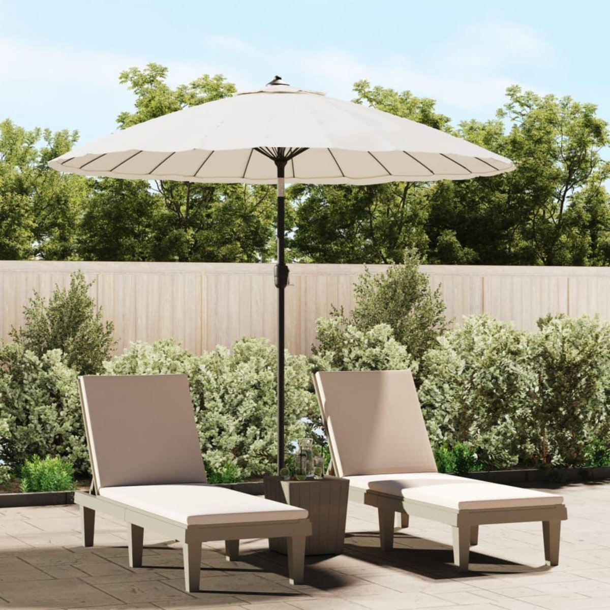 VIDAXL Parasol d'exterieur et mat avec aluminium 270 cm Blanc sable