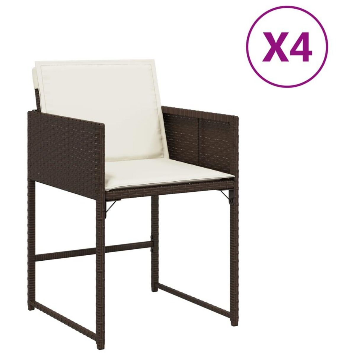 VIDAXL Chaises de jardin avec coussins lot de 4 marron resine tressee