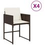 Voir la diapositive 2 : VIDAXL Chaises de jardin avec coussins lot de 4 marron resine tressee