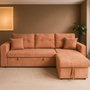 Voir la diapositive 3 : CONCEPT USINE Canapé d'angle convertible 4 places avec coffre en velours côtelé terracotta GLASGOW