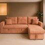 Voir la diapositive 3 : CONCEPT USINE Canapé d'angle convertible 4 places avec coffre en velours côtelé terracotta GLASGOW