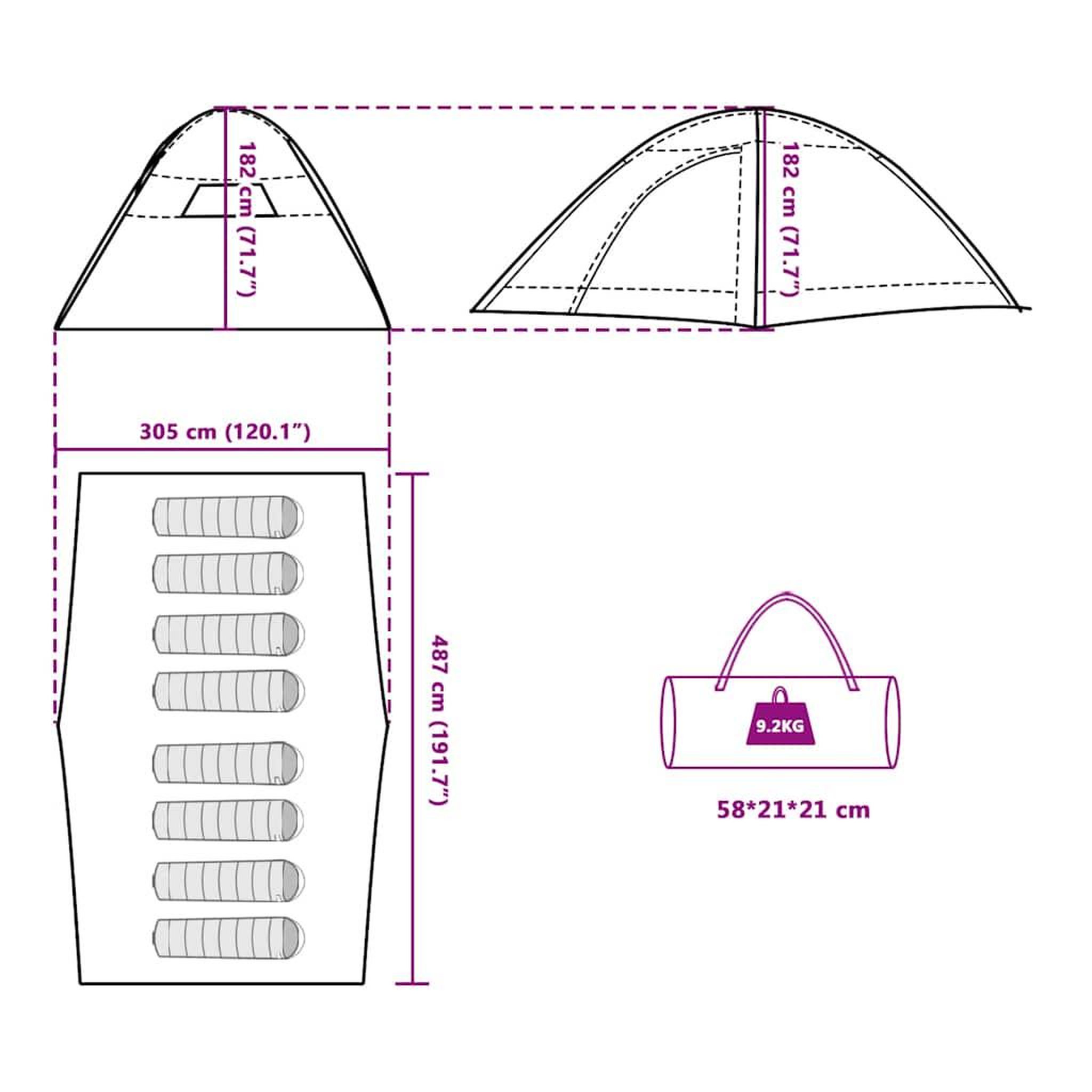 Voir la diapositive 6 : VIDAXL Tente de camping 8 personnes bleu impermeable