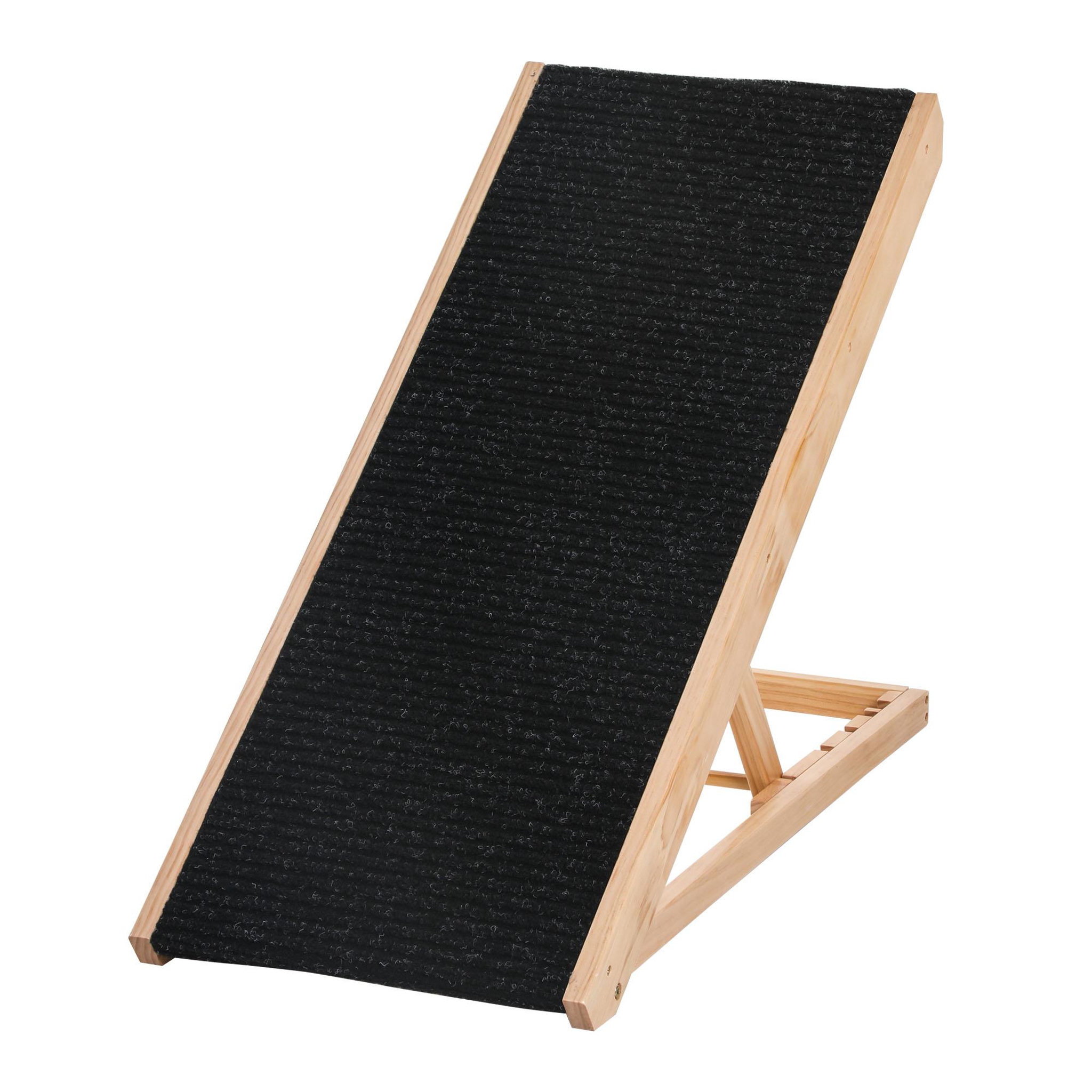 Voir la diapositive 4 : PAWHUT Rampe pour chien canapé hauteur réglable 26-61 cm bois pin polyester noir