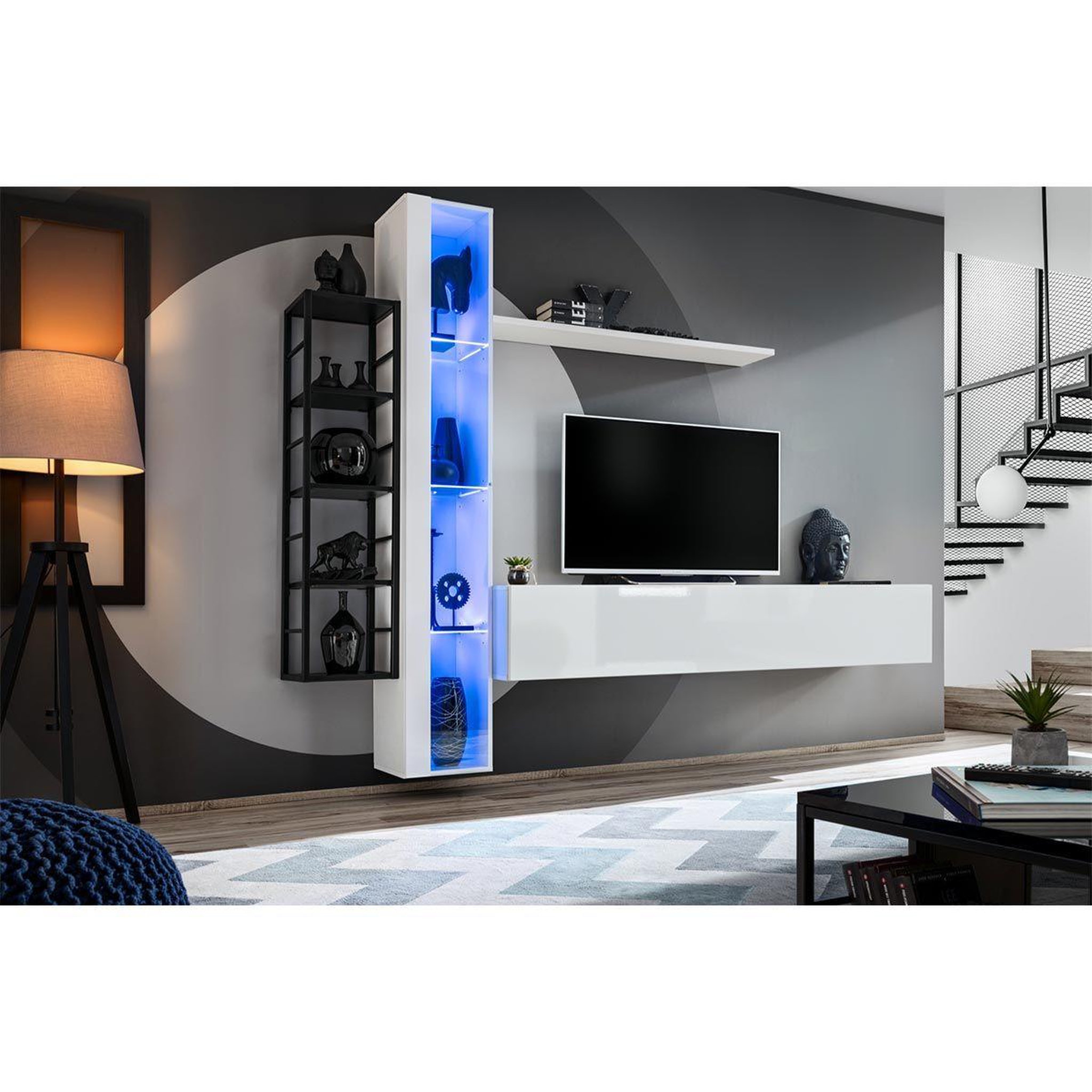 Voir la diapositive 2 : Paris Prix Ensemble meuble tv design  switch vii  240cm blanc & noir