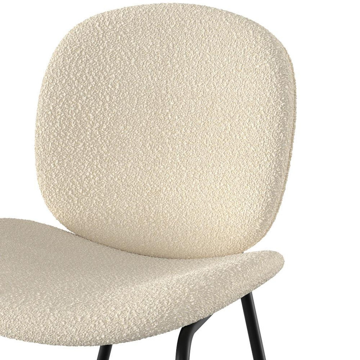 Rendez vous déco Lot de 2 chaises en tissu bouclé beige et pieds en métal noir-Iris