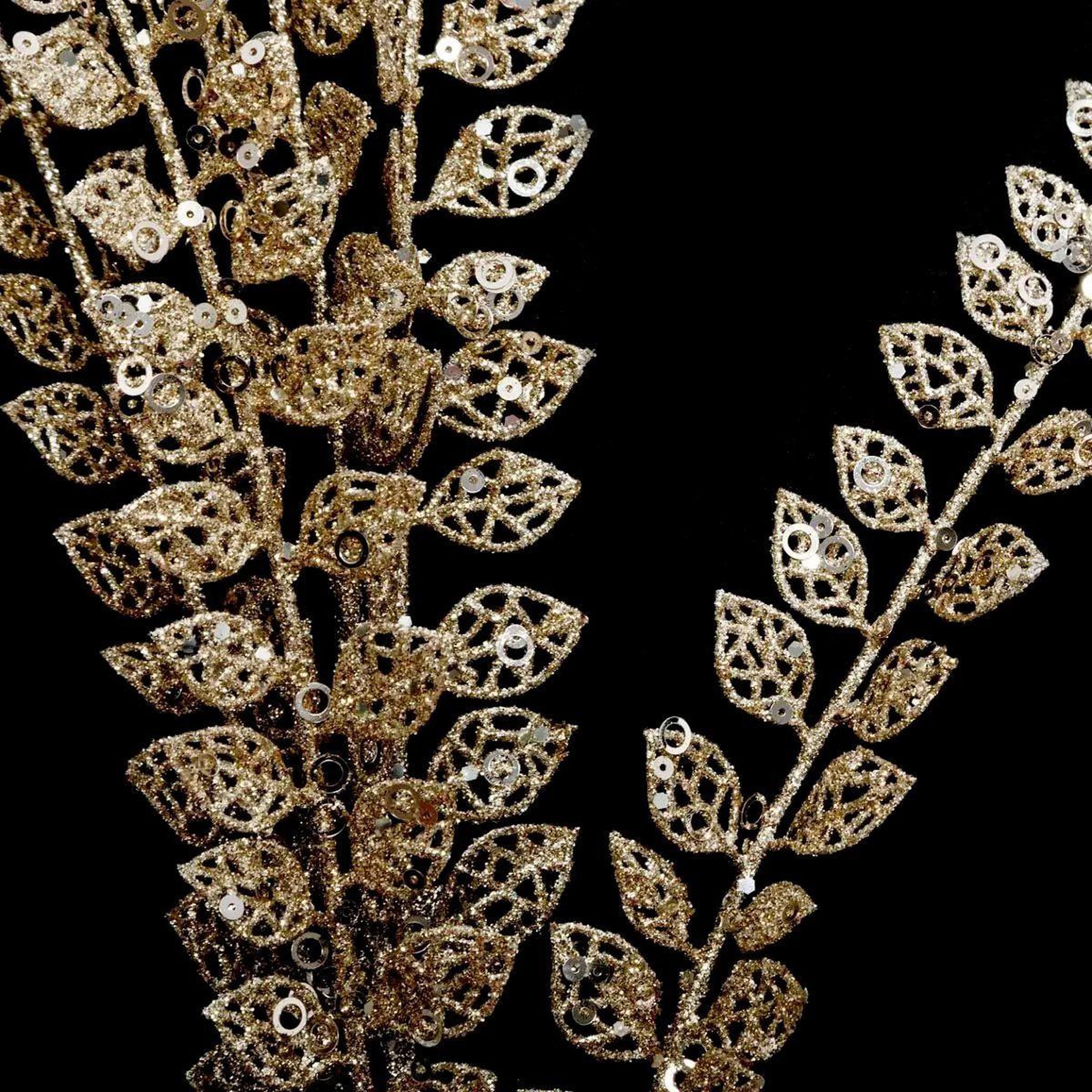 Voir la diapositive 2 : ATMOSPHERA Branche 5 feuilles  galerie des merveilles  100cm or