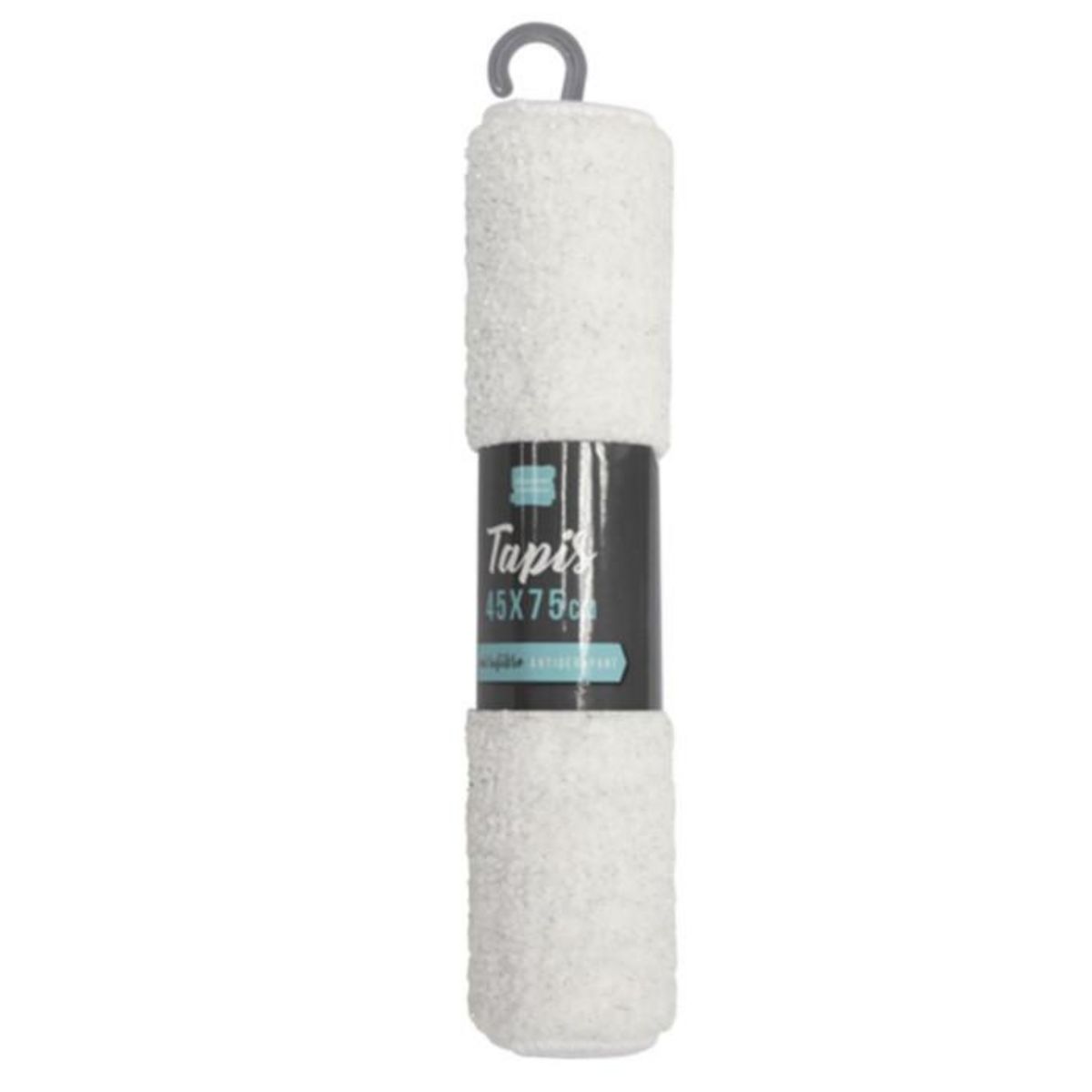 Paris Prix Tapis de Bain Microfibre  Métallisé  45x75cm Blanc