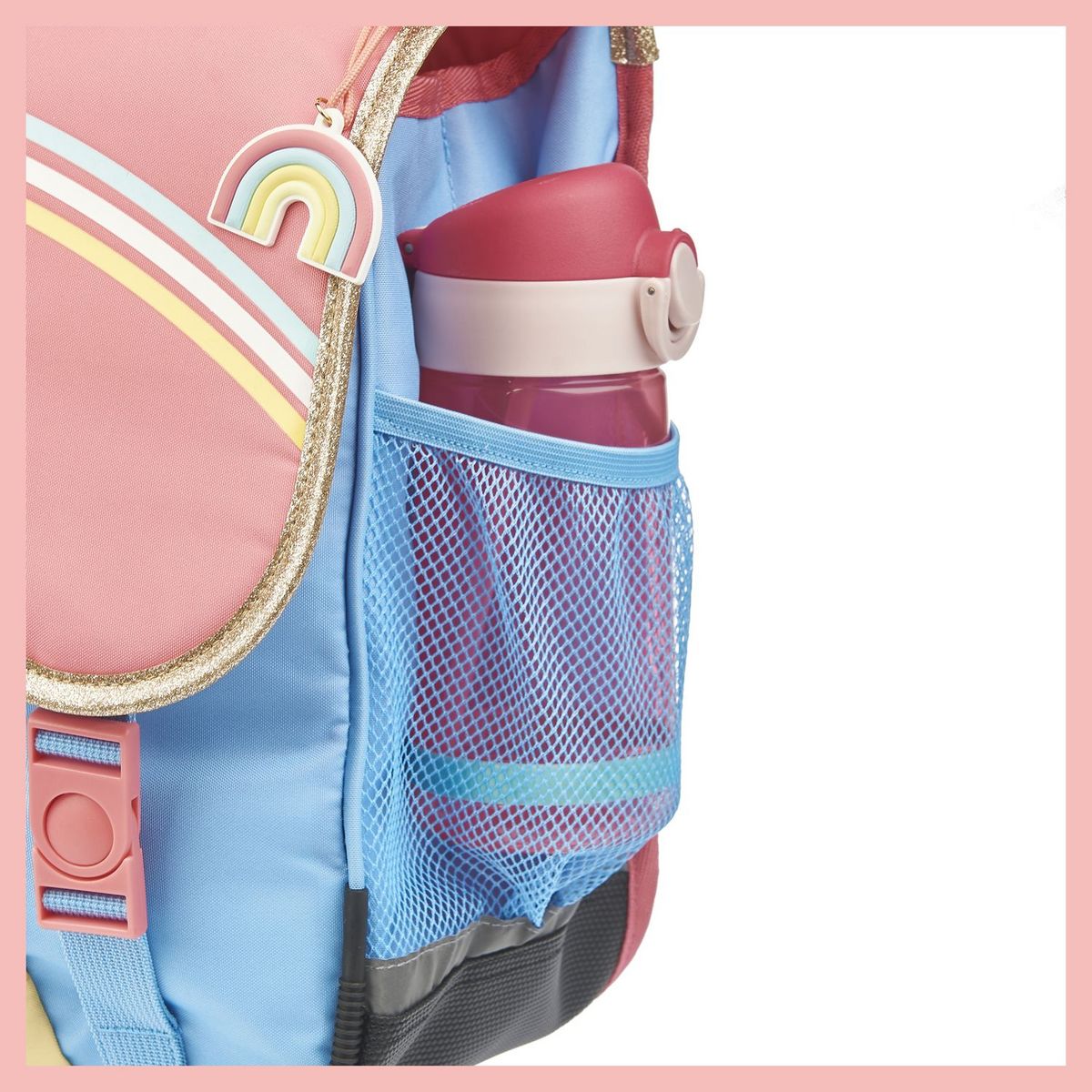 AUCHAN Cartable à roulettes rose et bleu ARC EN CIEL