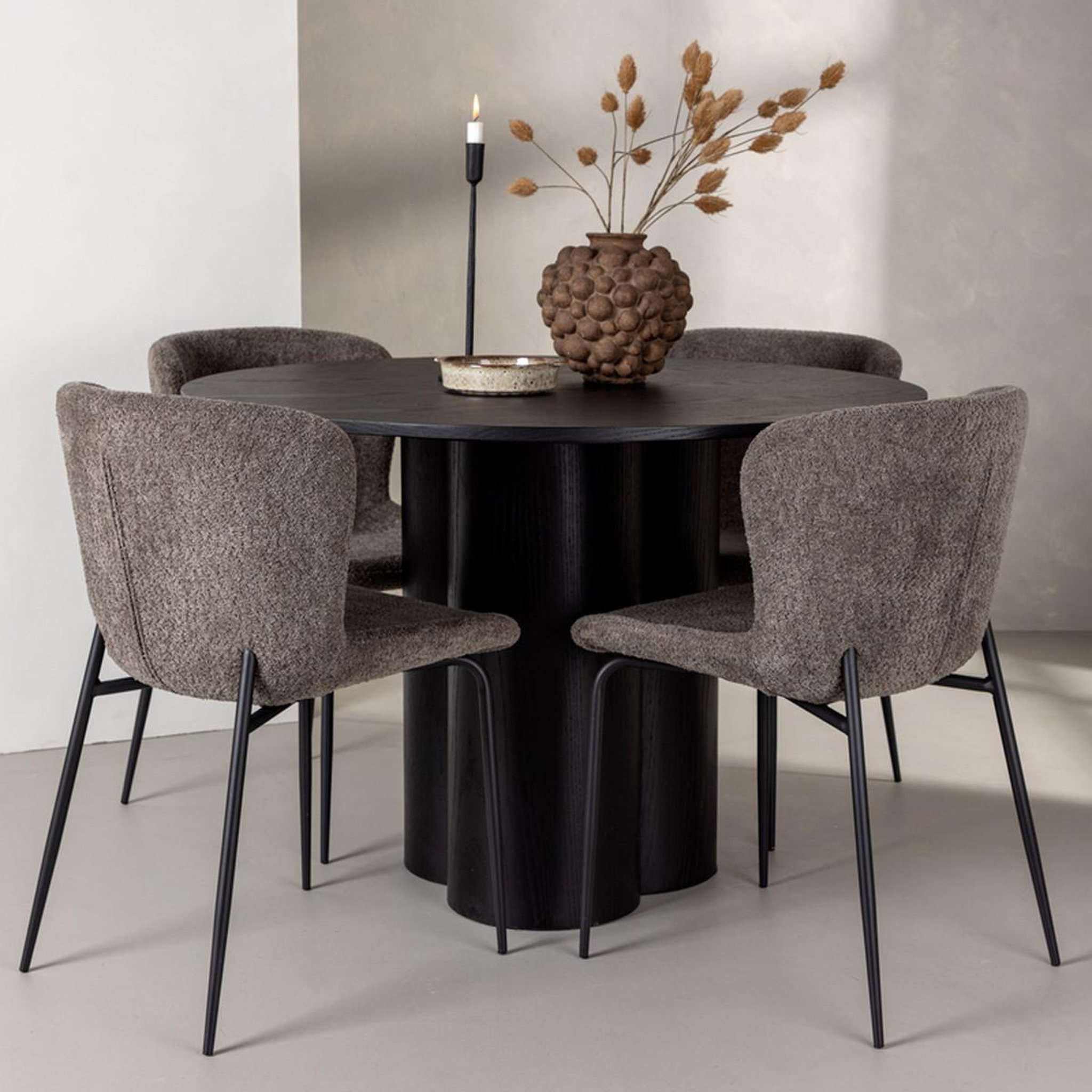 Voir la diapositive 3 : Paris Prix Ensemble table à manger & 4 chaises  olivia & modesto  110cm noir & marron