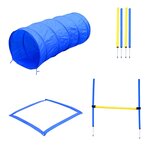PAWHUT Agility sport pour chiens équipement complet obstacles, tunnel, slalom, zone repos + 2 sacs de transport bleu jaune