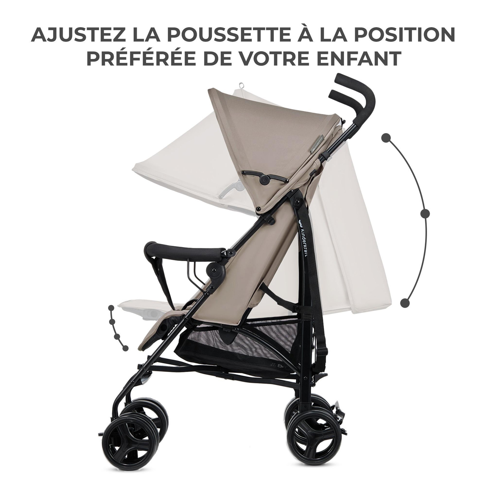Voir la diapositive 3 : KINDERKRAFT Poussette légère de voyage pliable avec dossier réglable
